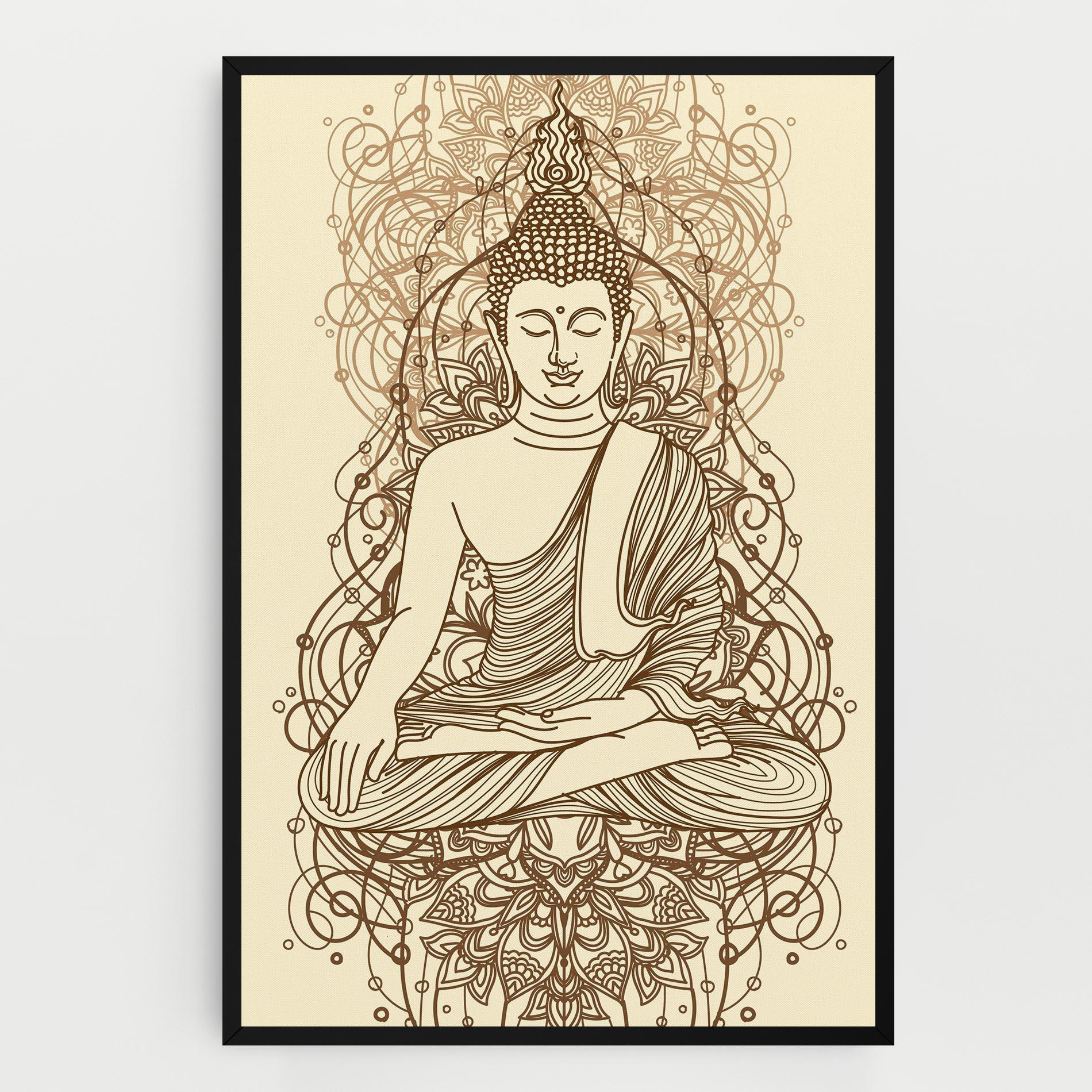 Tablou Canvas Brown Line Buddha mockup 0