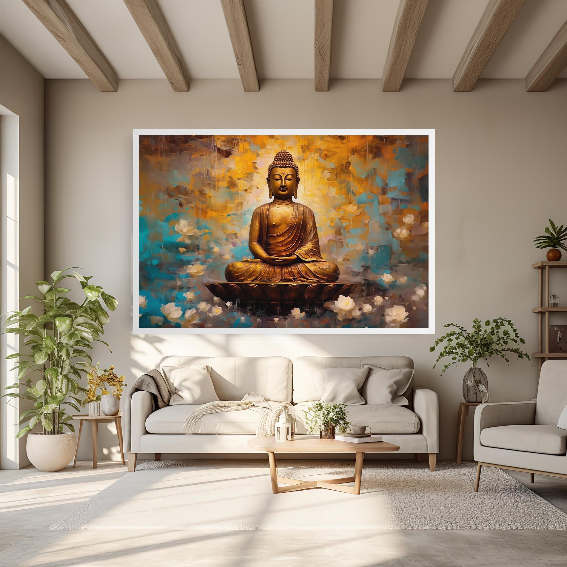 Tablou Canvas Blue Gold Buddha mockup 6