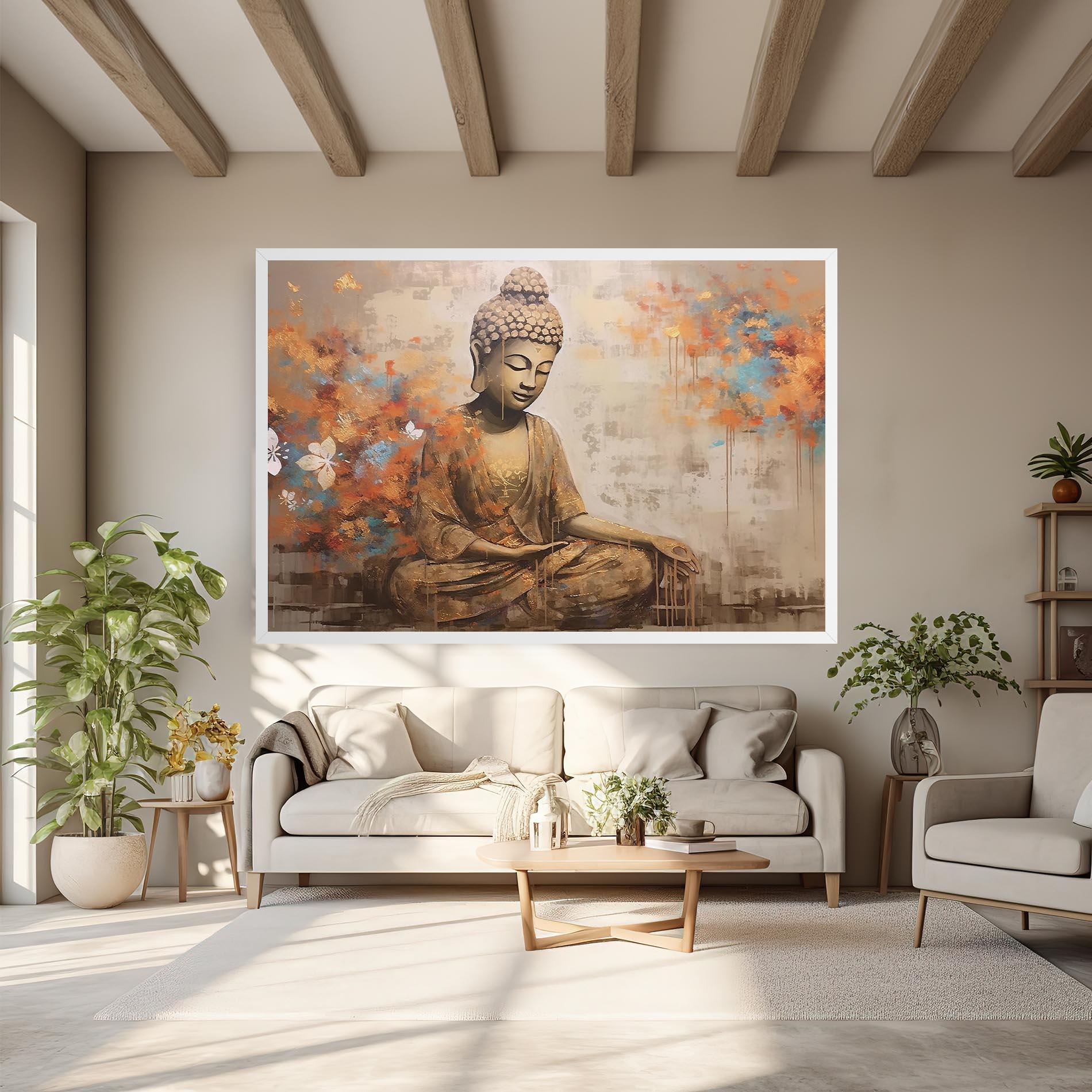 Tablou Canvas Buddha Cream Blue mockup 6