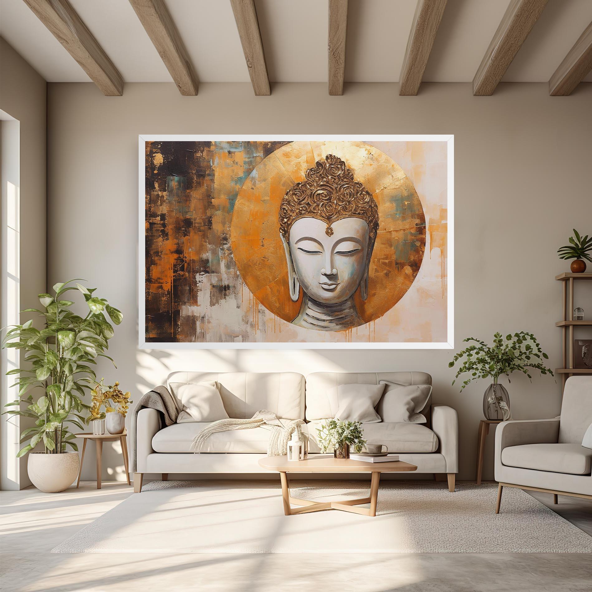 Tablou Canvas Cream Circle Buddha mockup 6