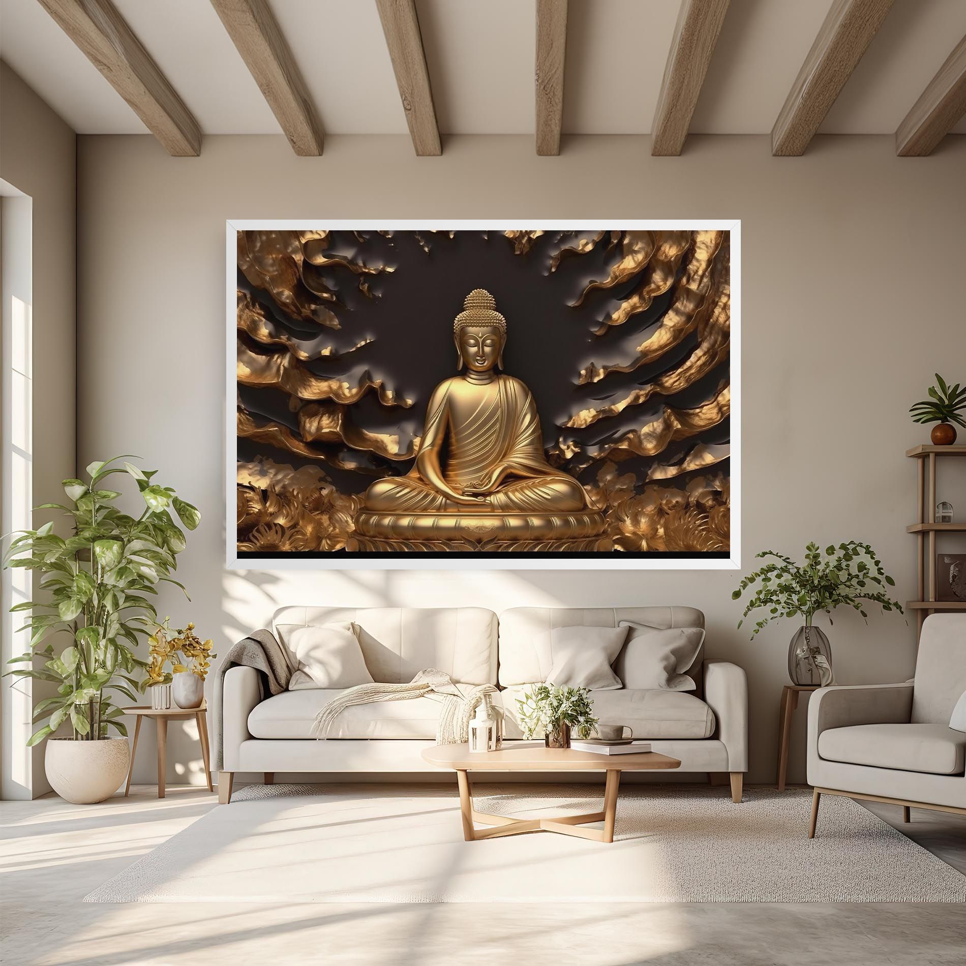 Gold 3d Buddha mockup 6