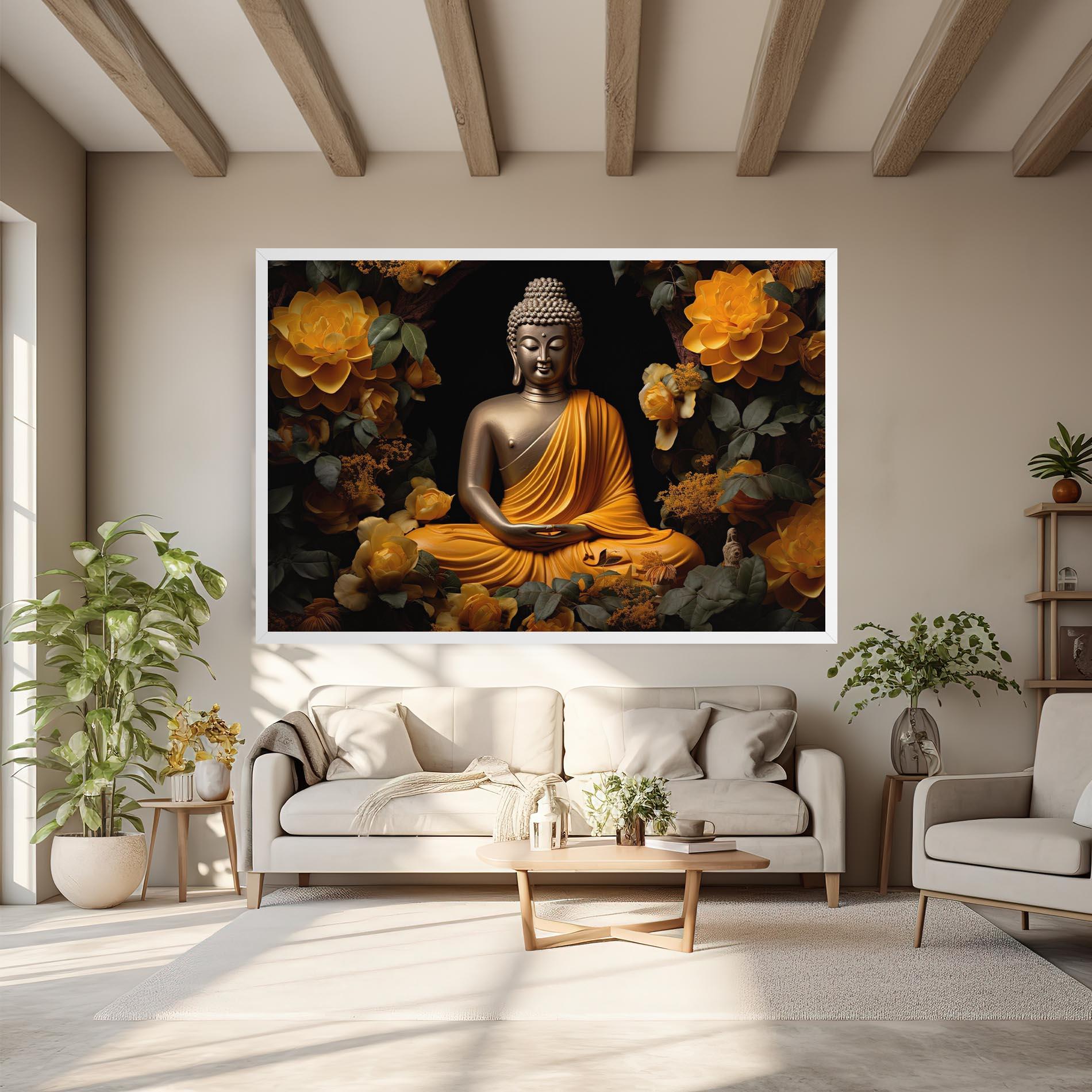 Tablou Canvas Gold Buddha Flower mockup 6