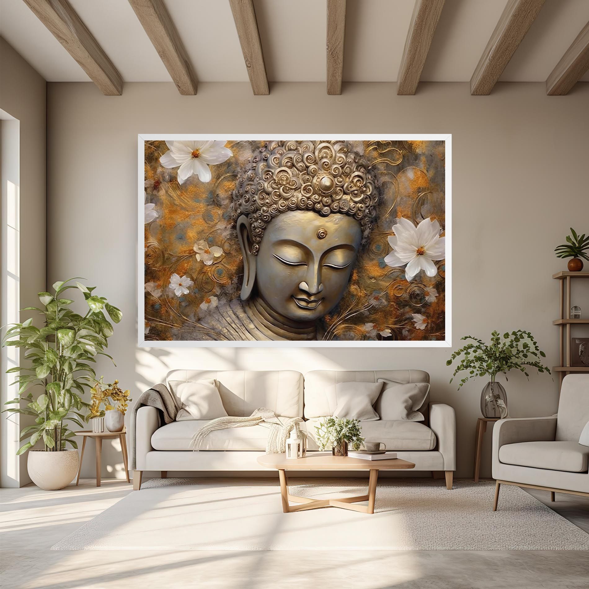 White Flower Buddha Art mockup 6