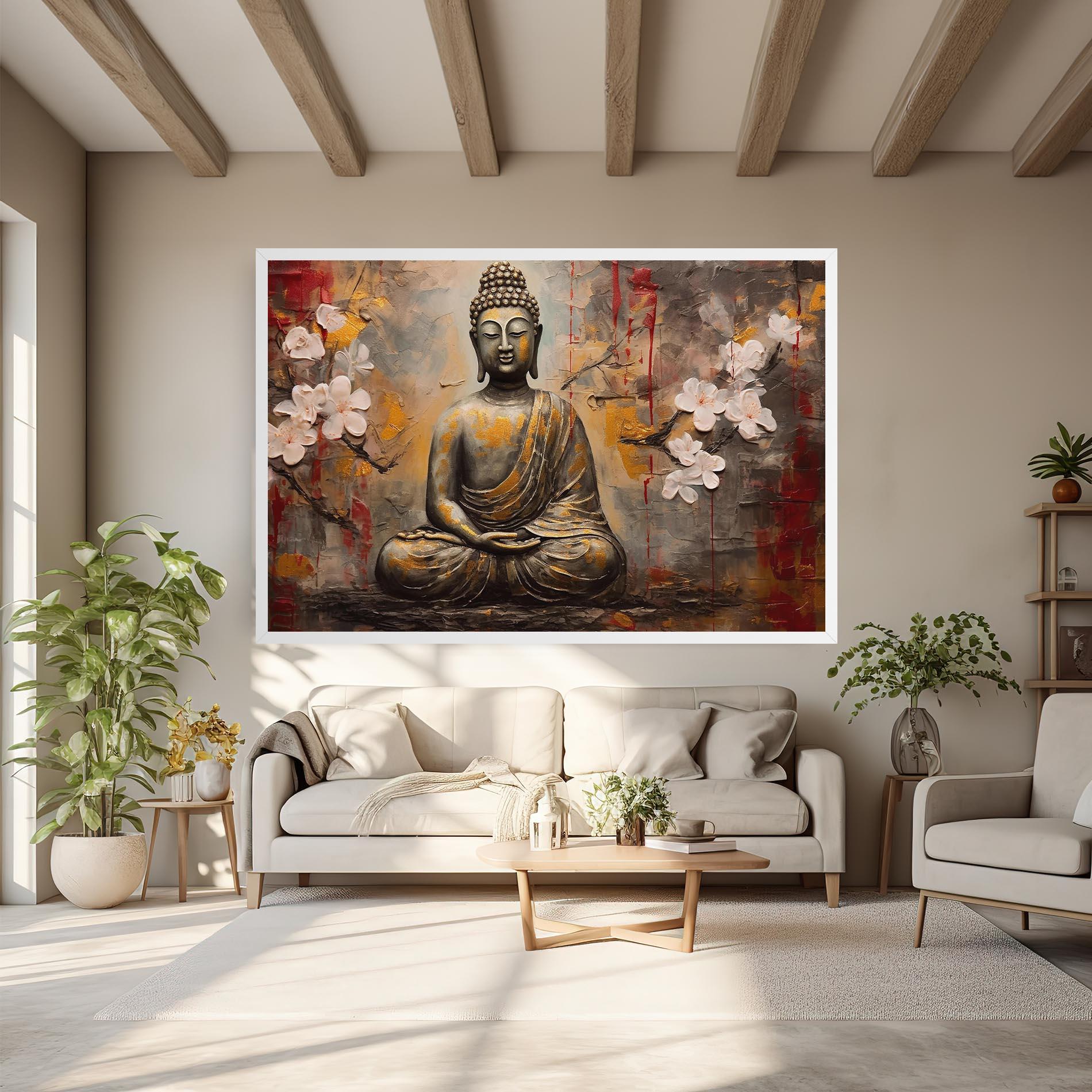 Tablou Canvas White Red Buddha mockup 6