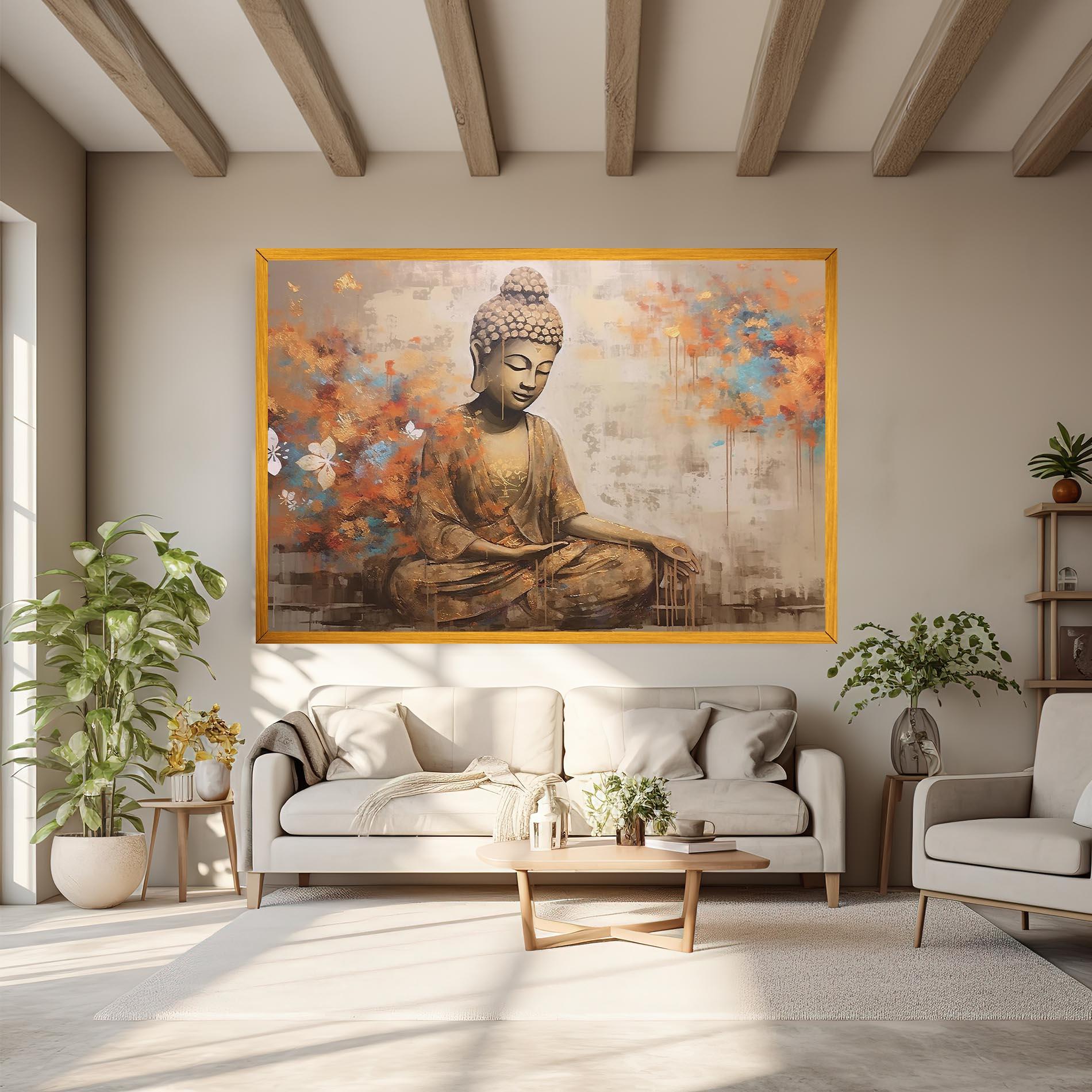Tablou Canvas Buddha Cream Blue mockup 6