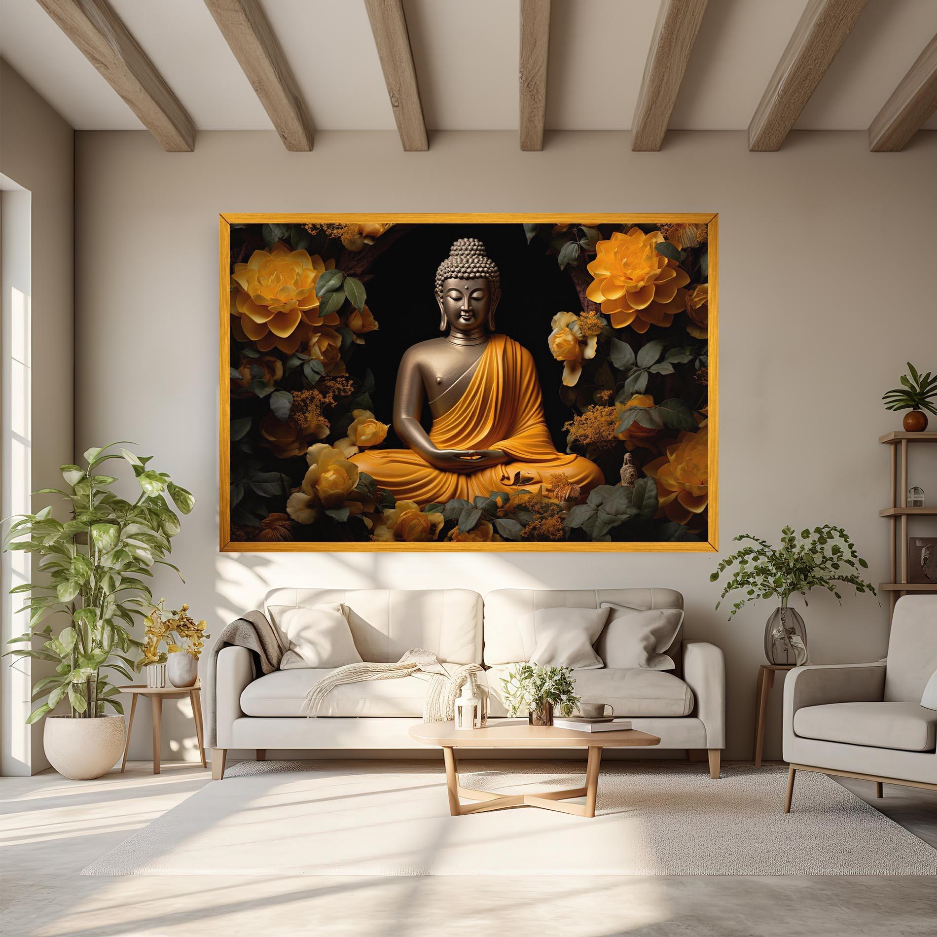 Tablou Canvas Gold Buddha Flower mockup 6