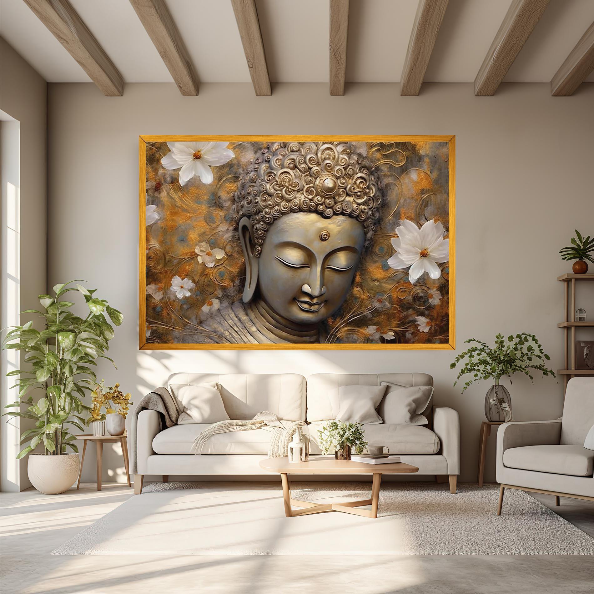 Tablou Canvas White Flower Buddha Art mockup 6