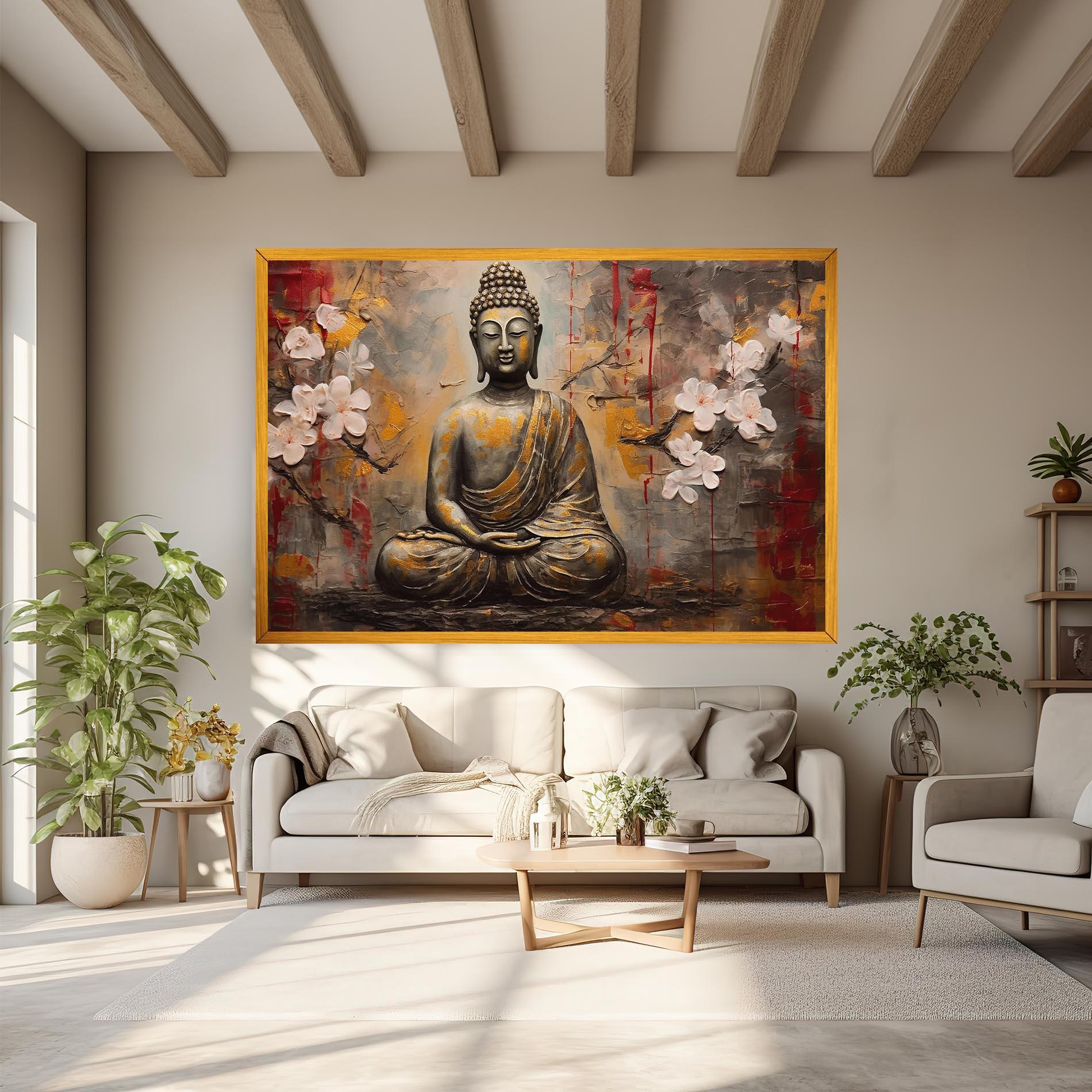 Tablou Canvas White Red Buddha mockup 6