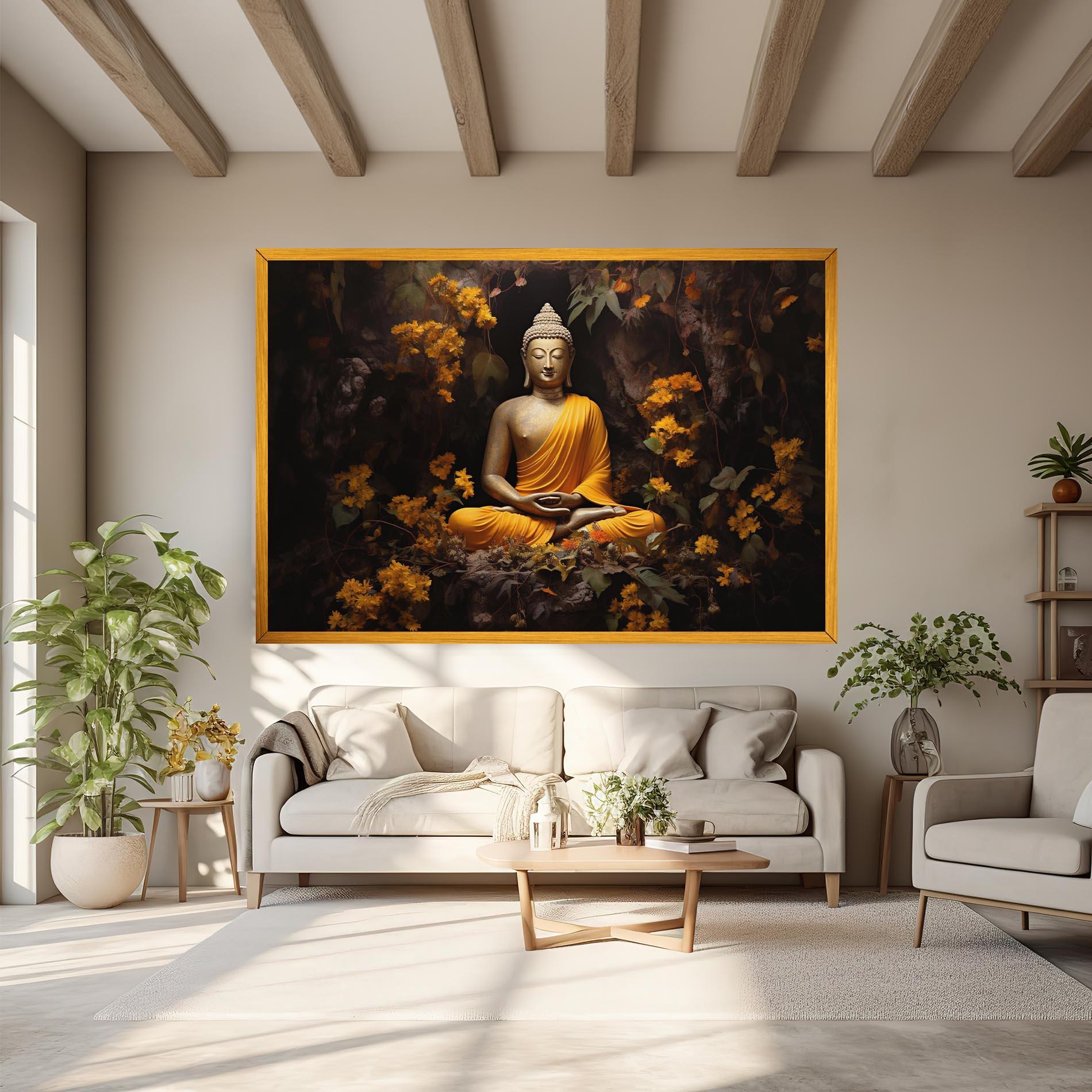 Tablou Canvas Yellow Light Buddha mockup 6