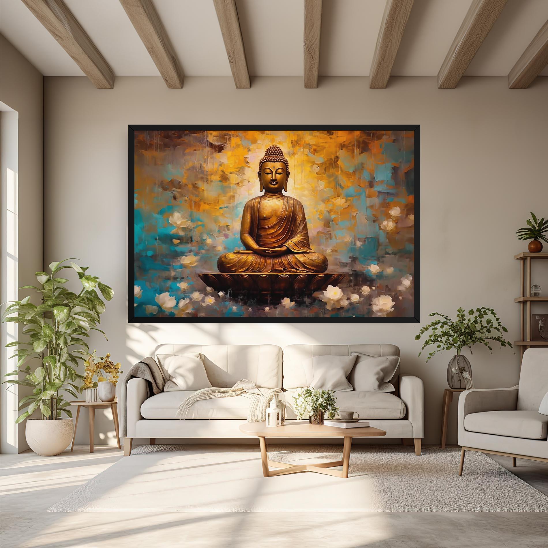 Tablou Canvas Blue Gold Buddha mockup 6