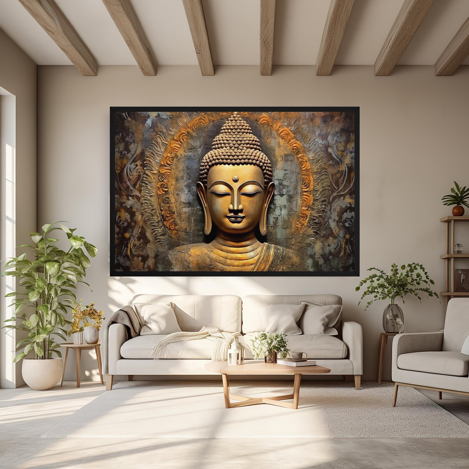 Tablou Canvas Buddha 3d Head mockup 6