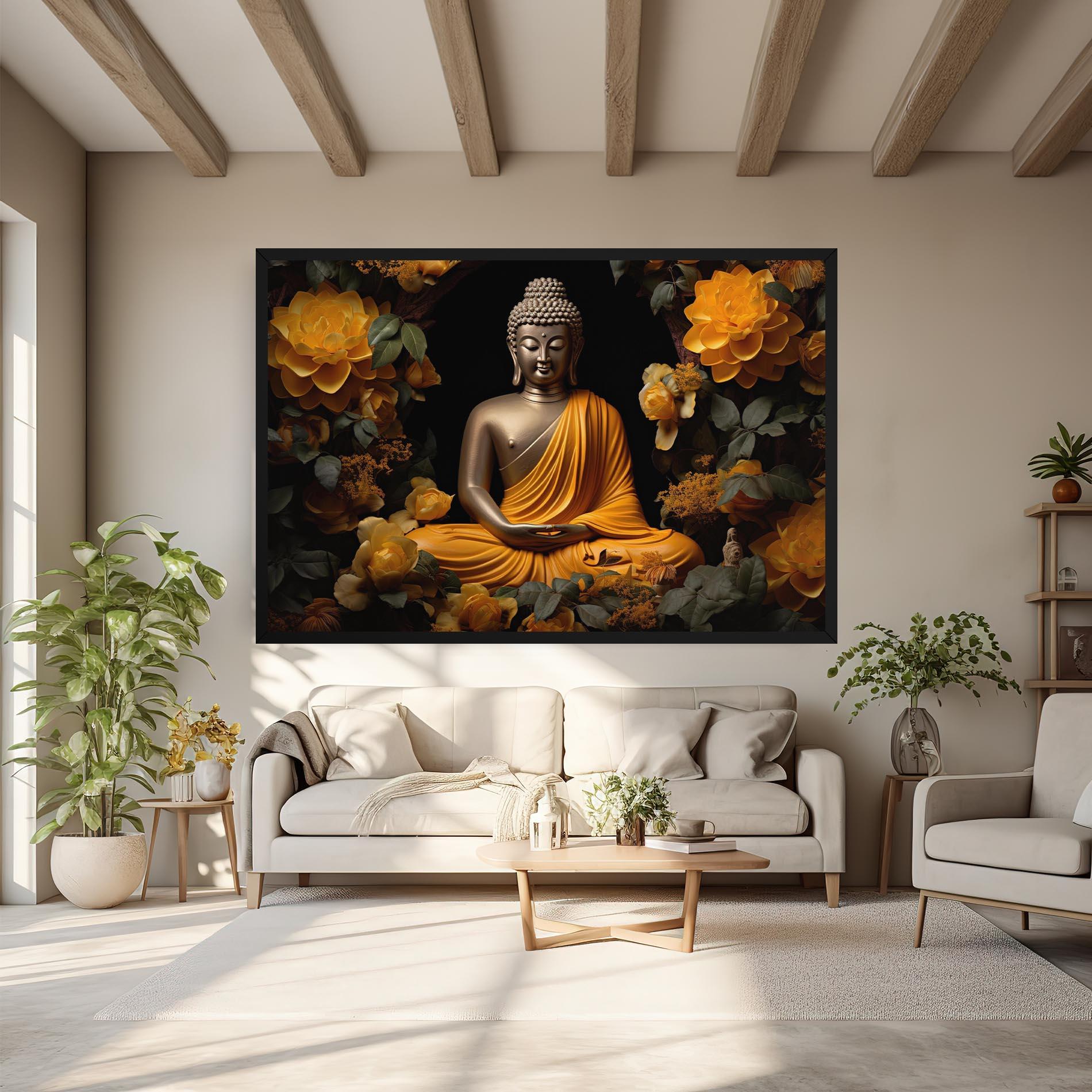 Tablou Canvas Gold Buddha Flower mockup 6