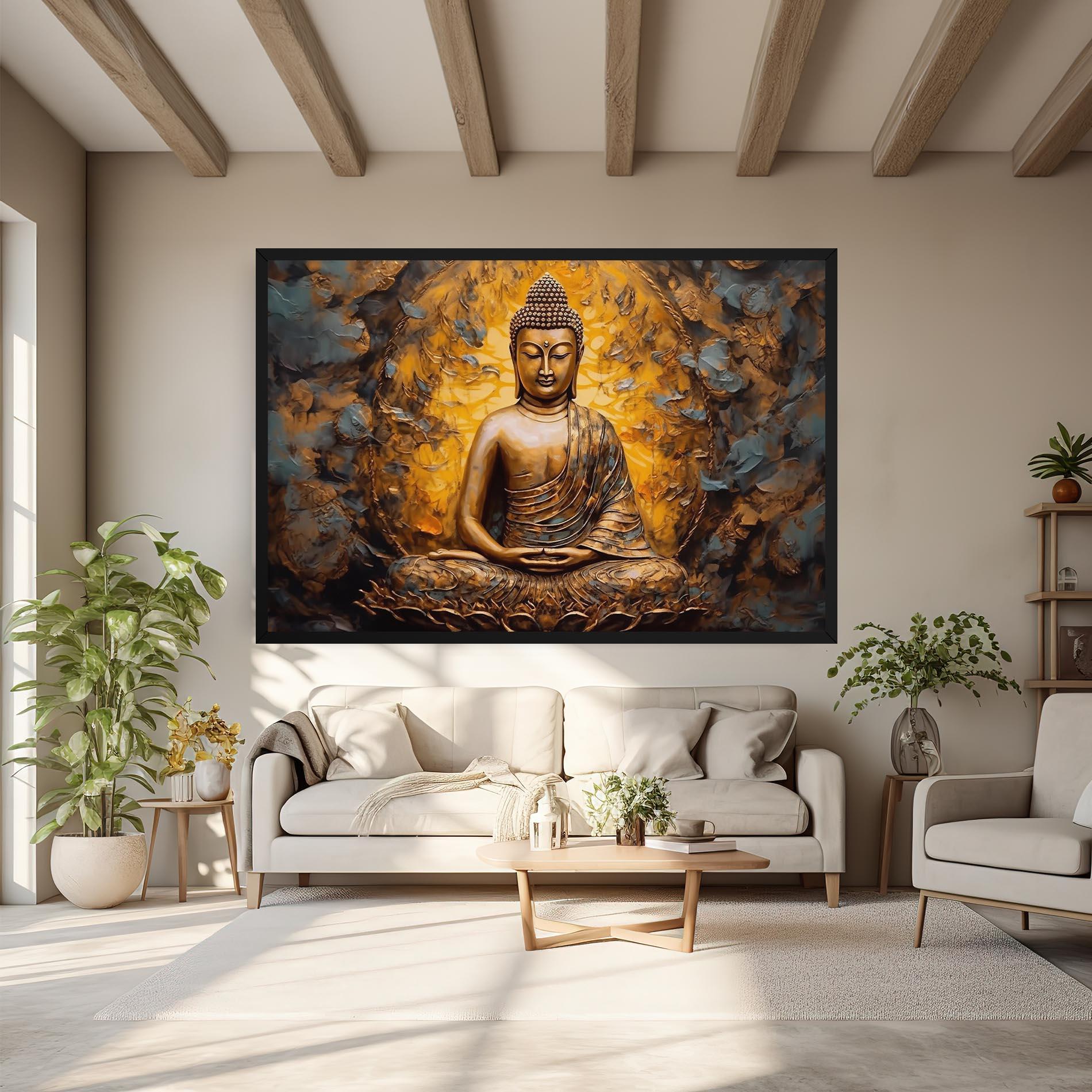 Tablou Canvas Gold Grey Buddha mockup 6