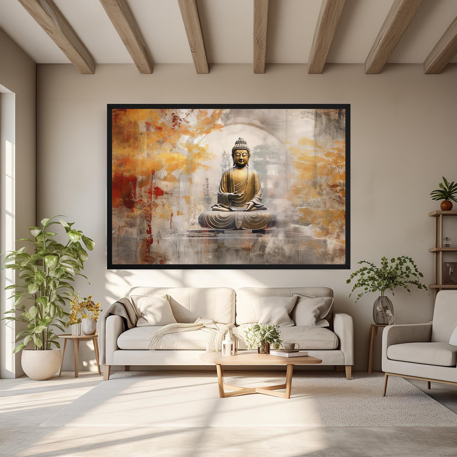 Tablou Canvas Grey Gold Buddha mockup 6