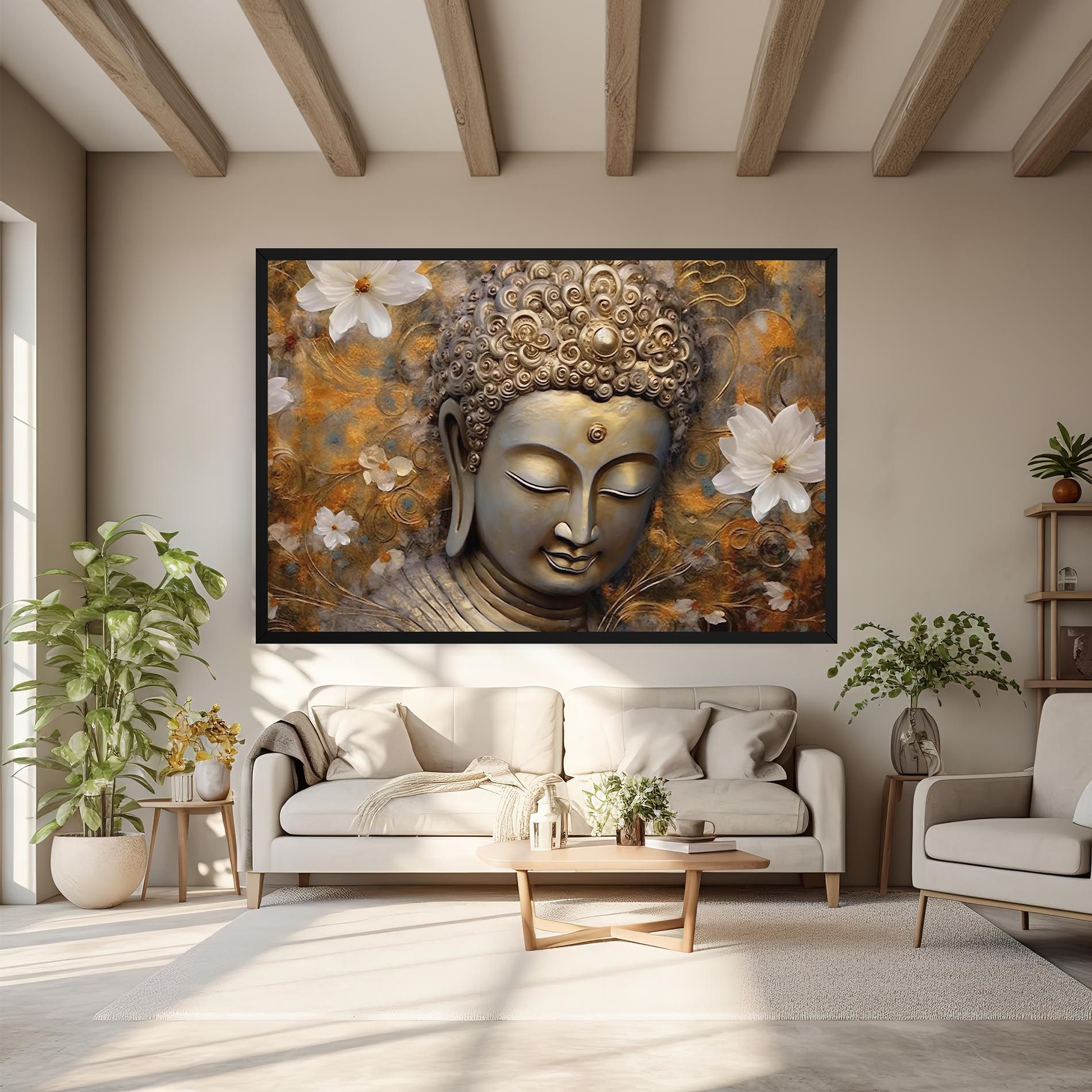 White Flower Buddha Art mockup 6