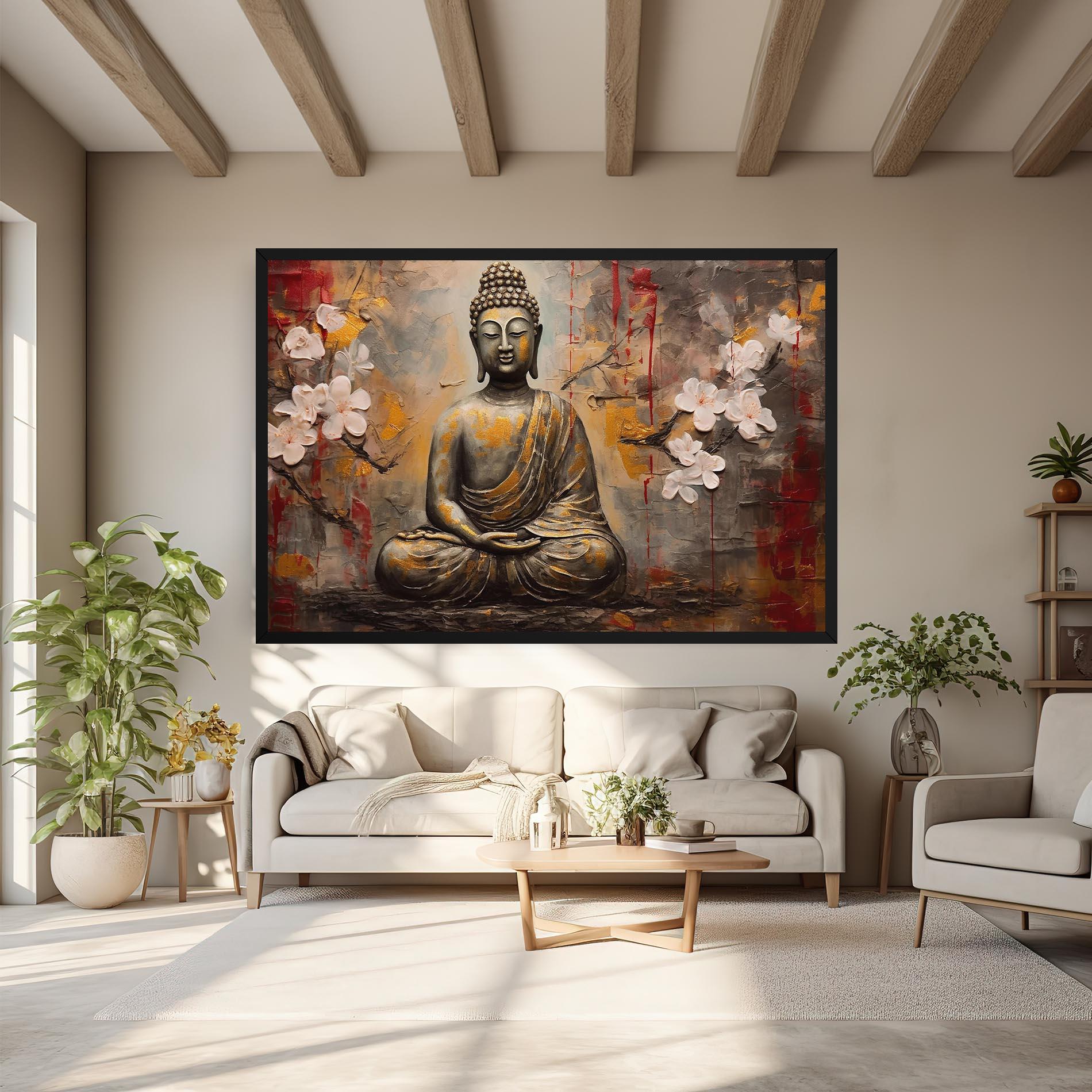 Tablou Canvas White Red Buddha mockup 6