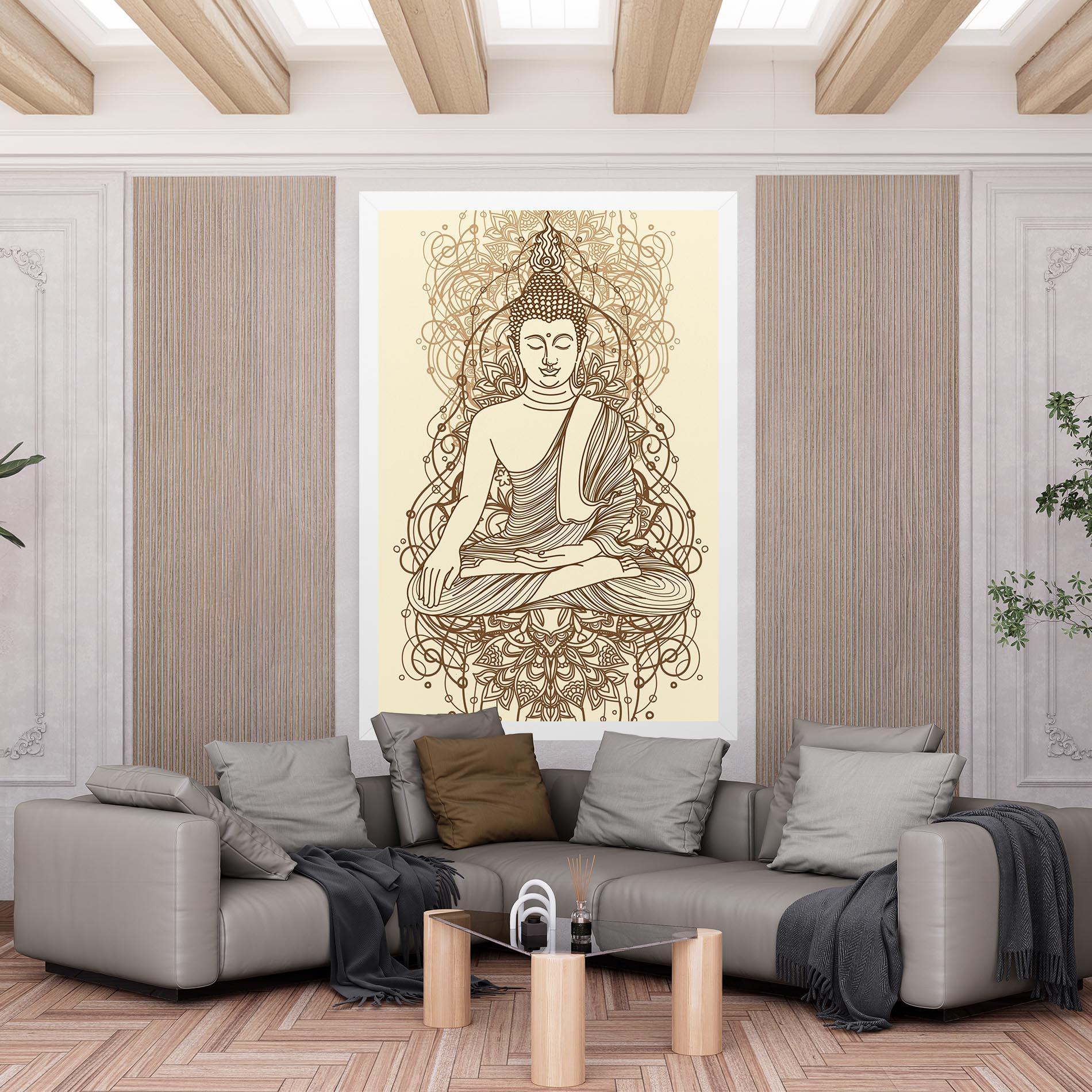 Tablou Canvas Brown Line Buddha mockup 6