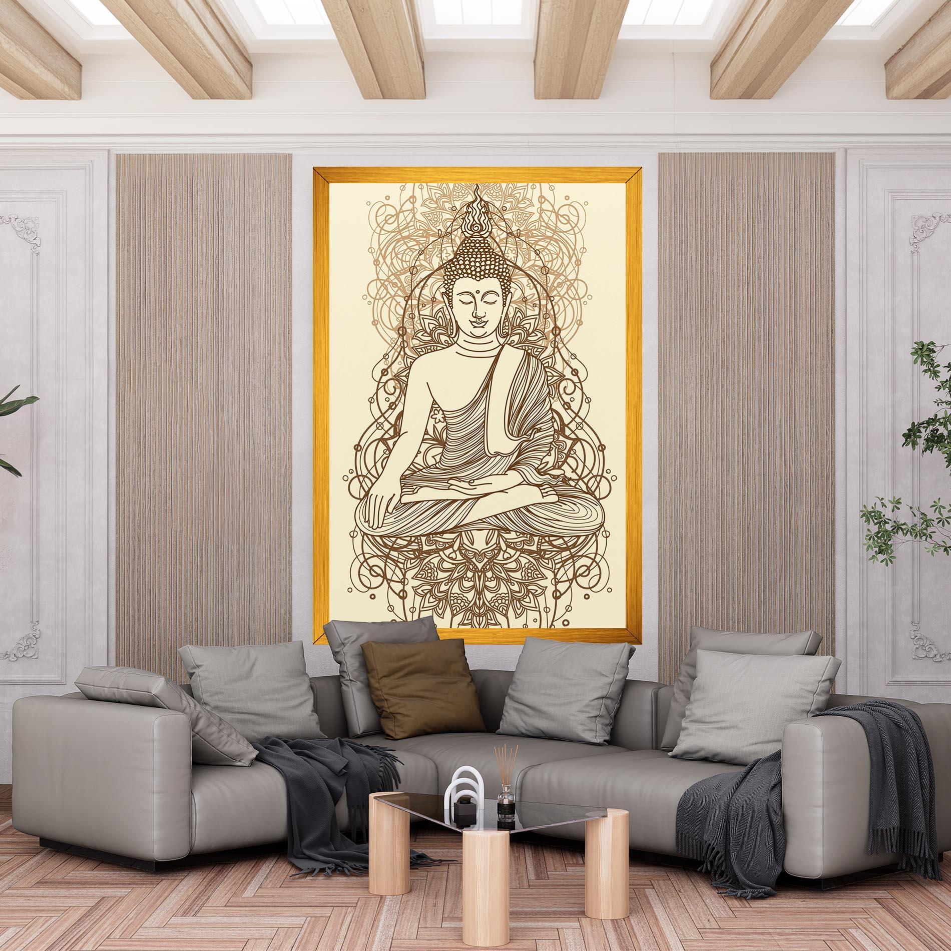 Tablou Canvas Brown Line Buddha mockup 6
