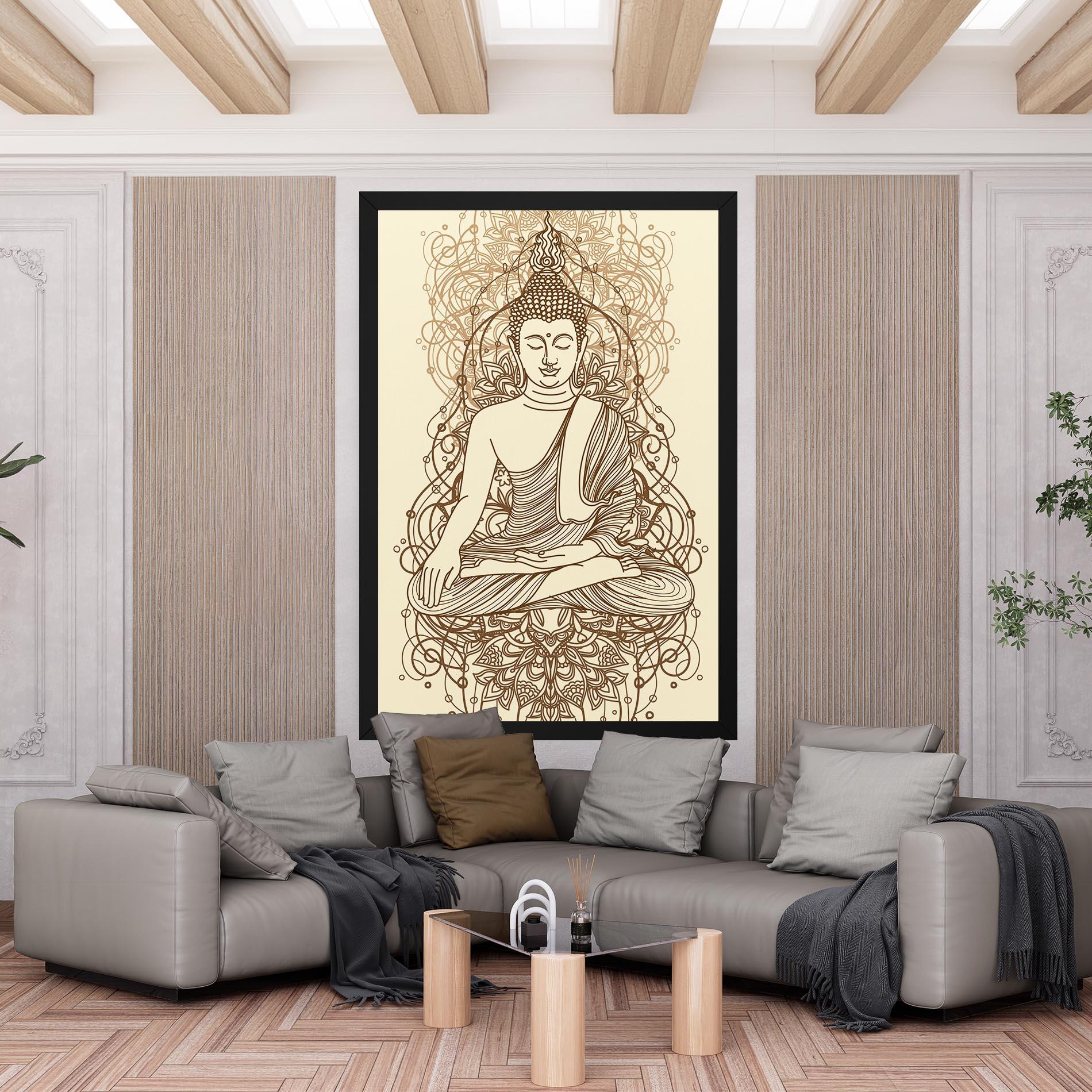 Tablou Canvas Brown Line Buddha mockup 6
