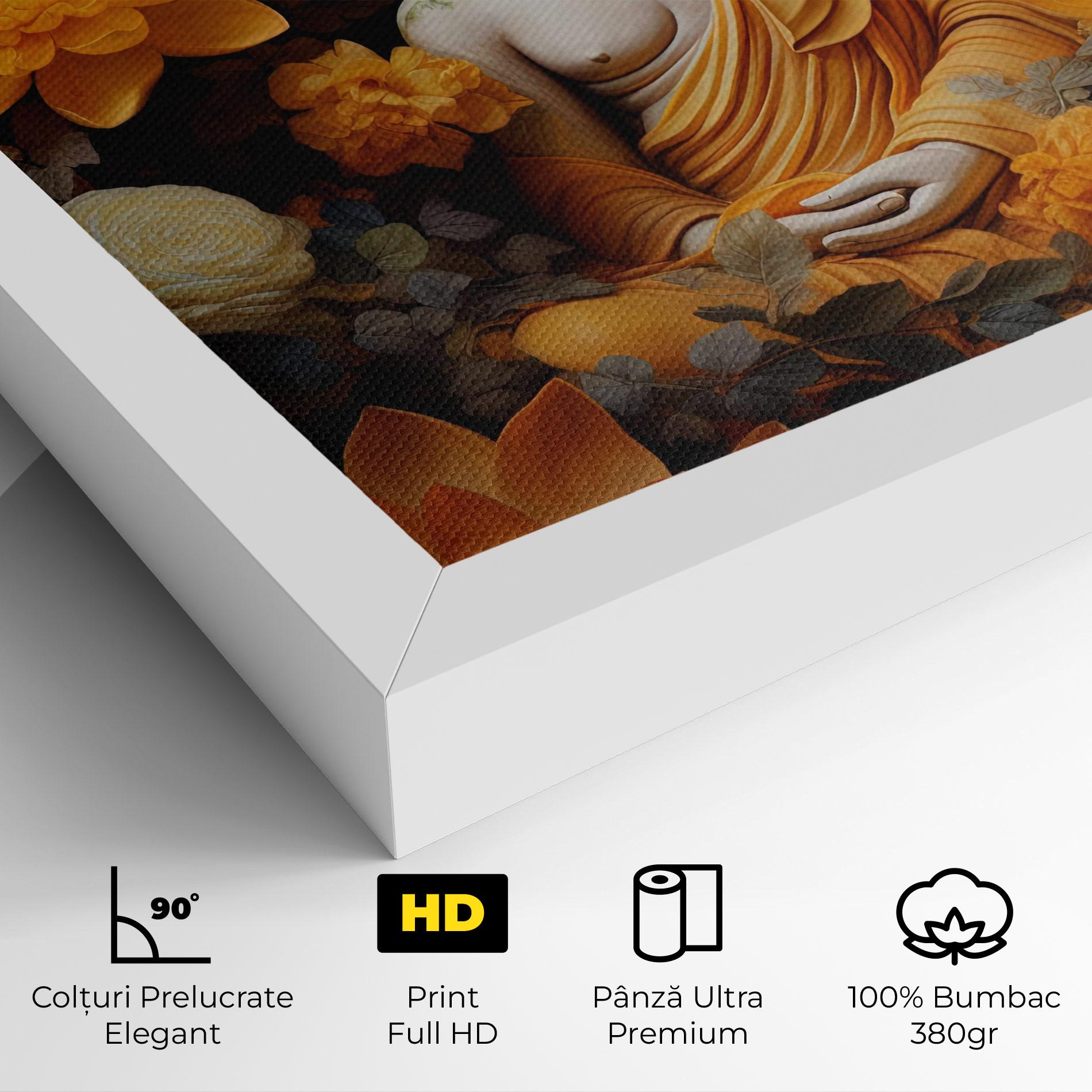 Tablou Canvas Buddha Big Flowers mockup 4