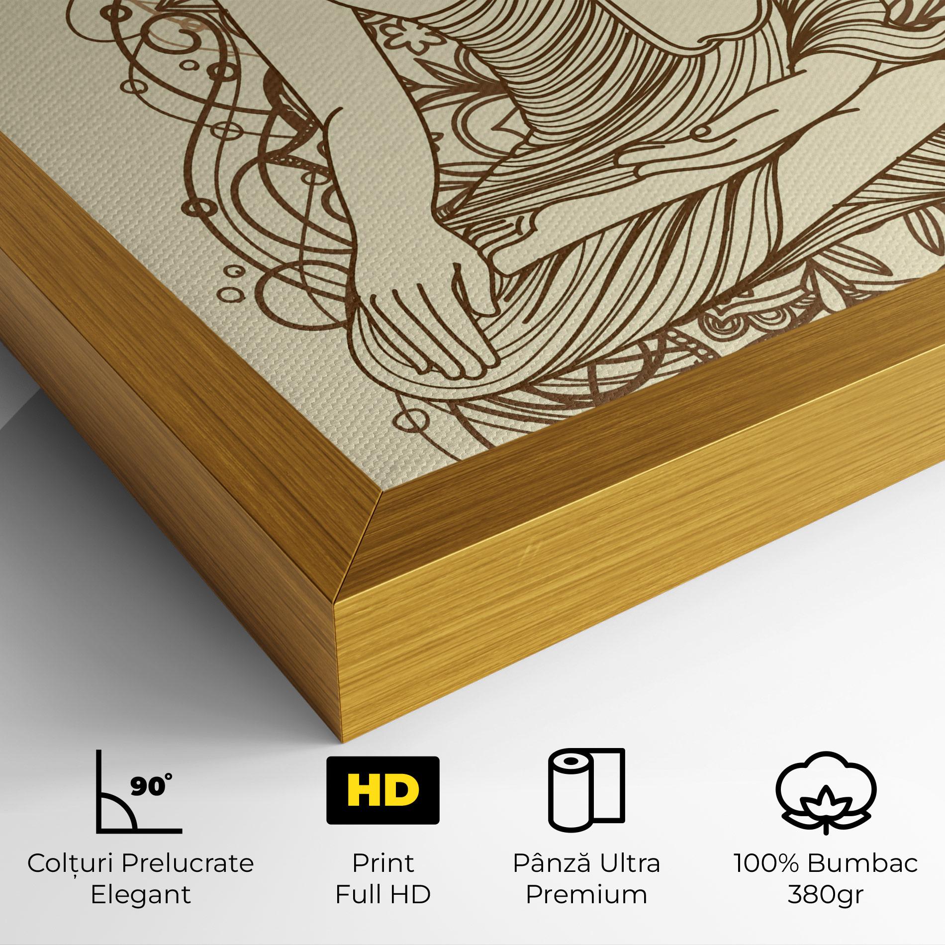 Tablou Canvas Brown Line Buddha mockup 4
