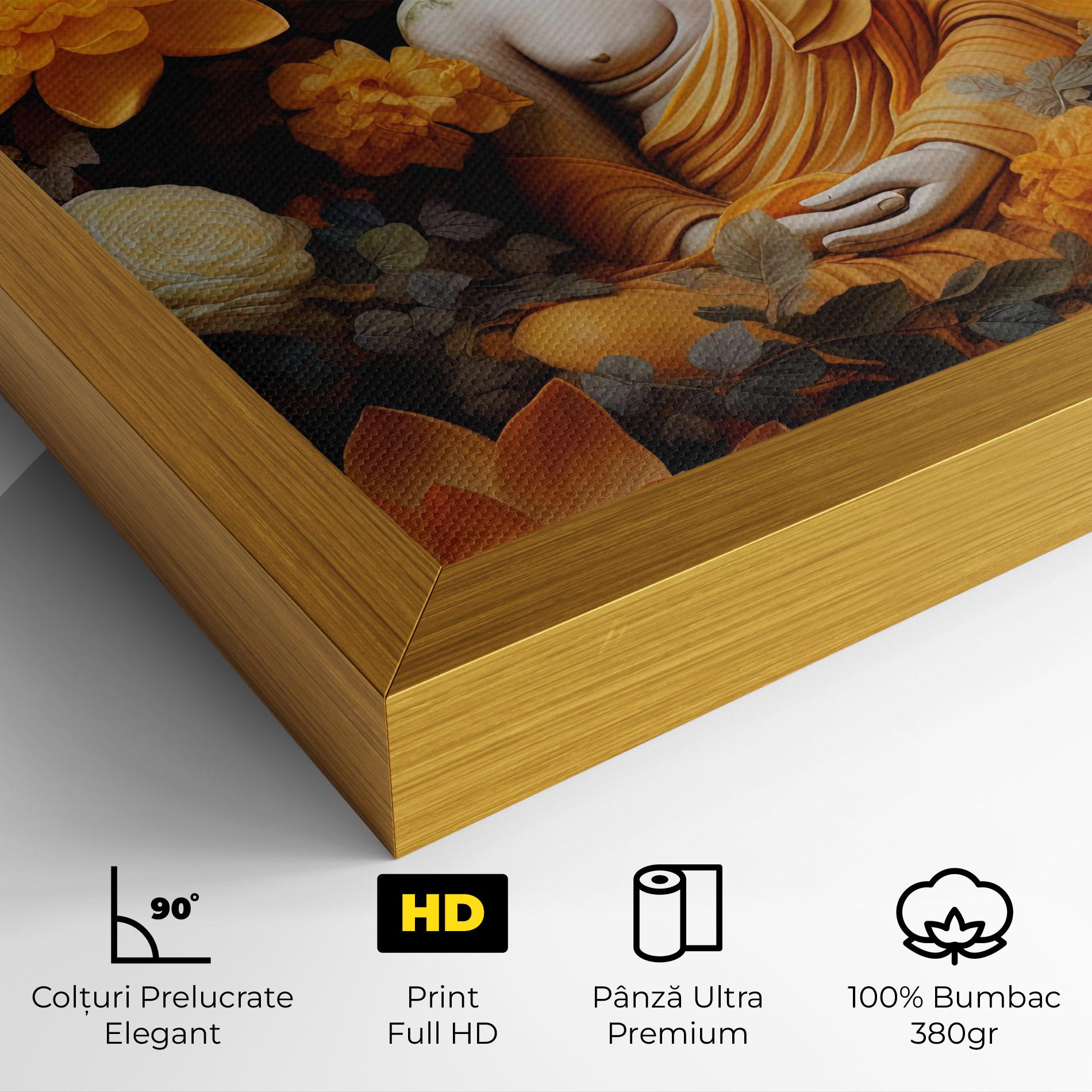 Tablou Canvas Buddha Big Flowers mockup 4