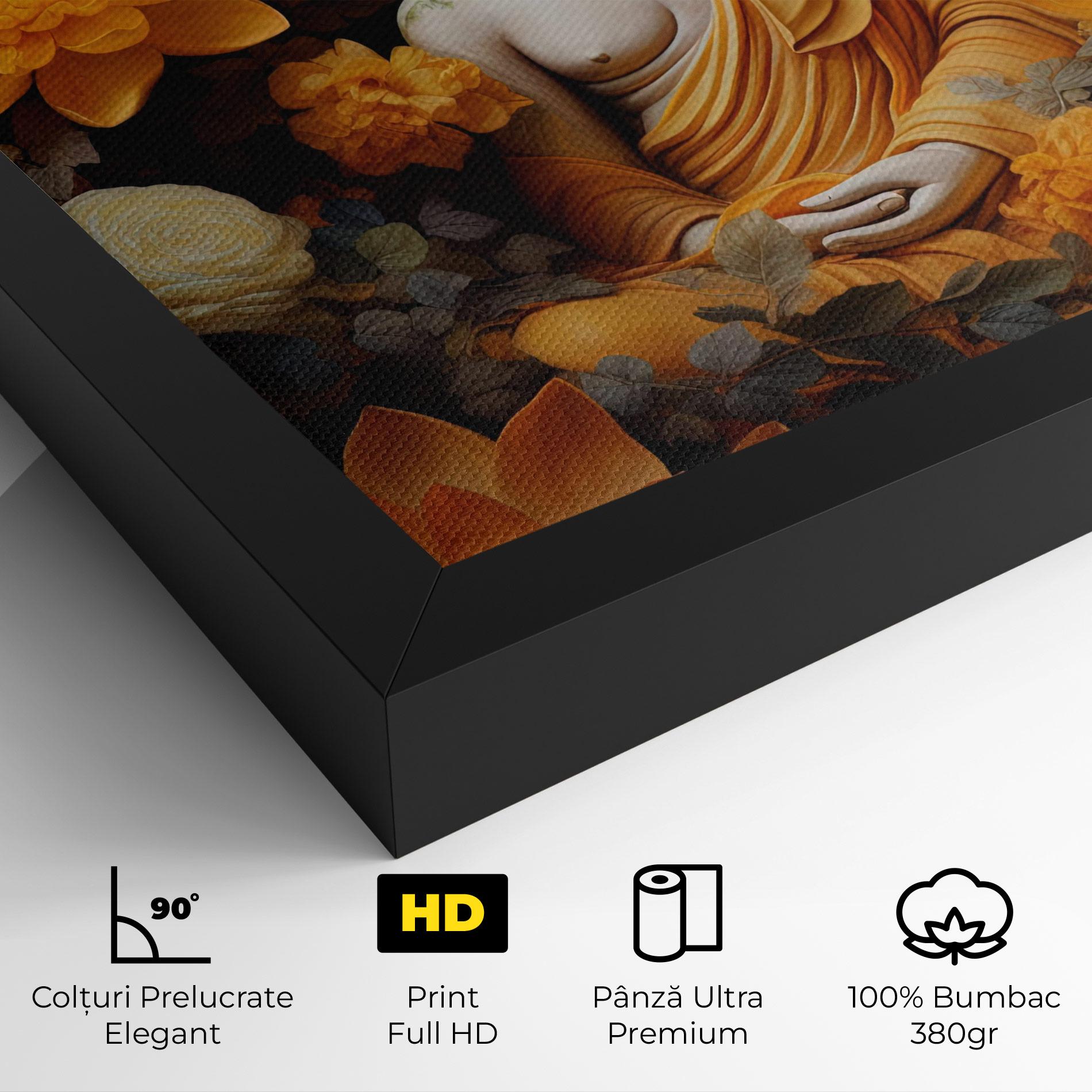 Tablou Canvas Buddha Big Flowers mockup 4