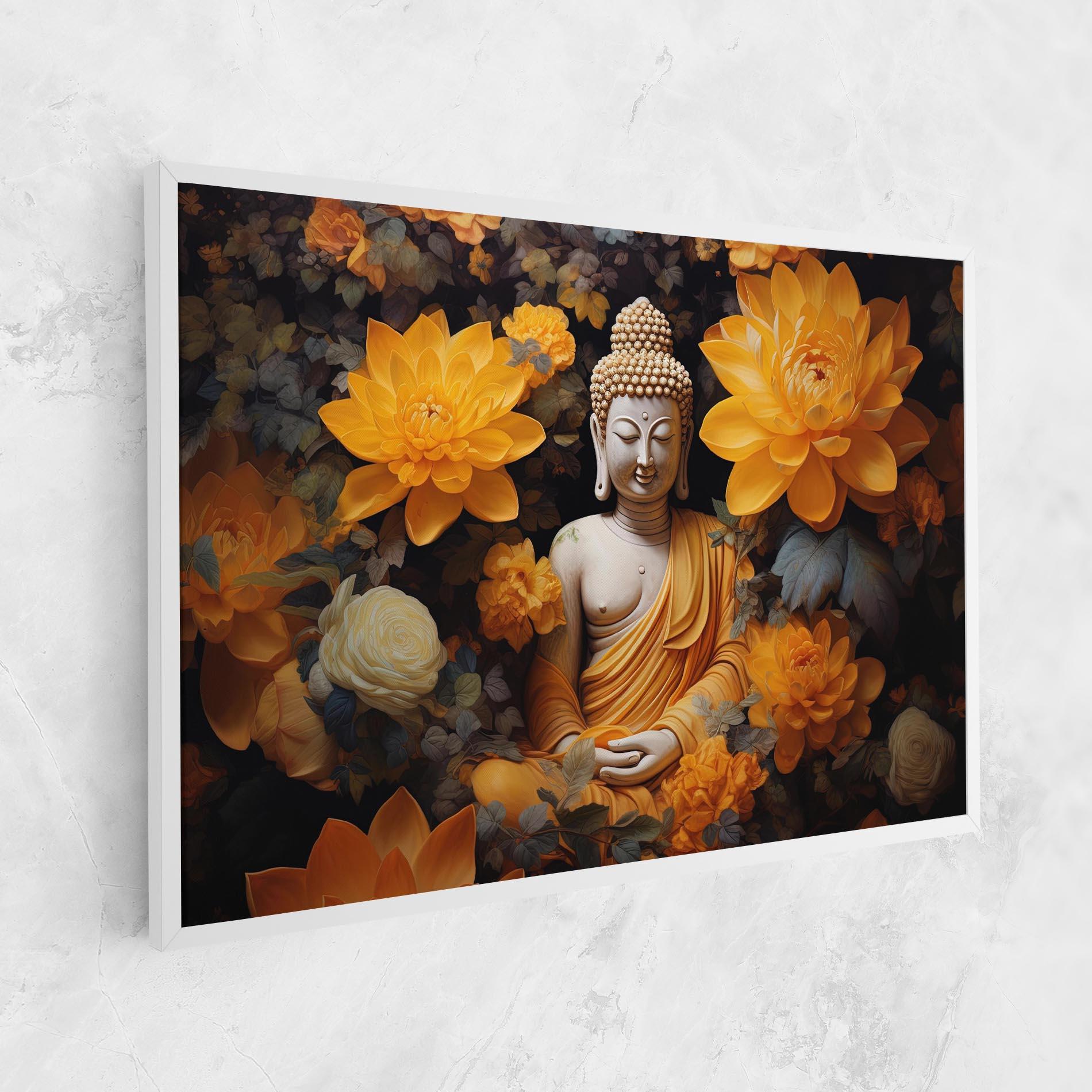 Tablou Canvas Buddha Big Flowers mockup 1