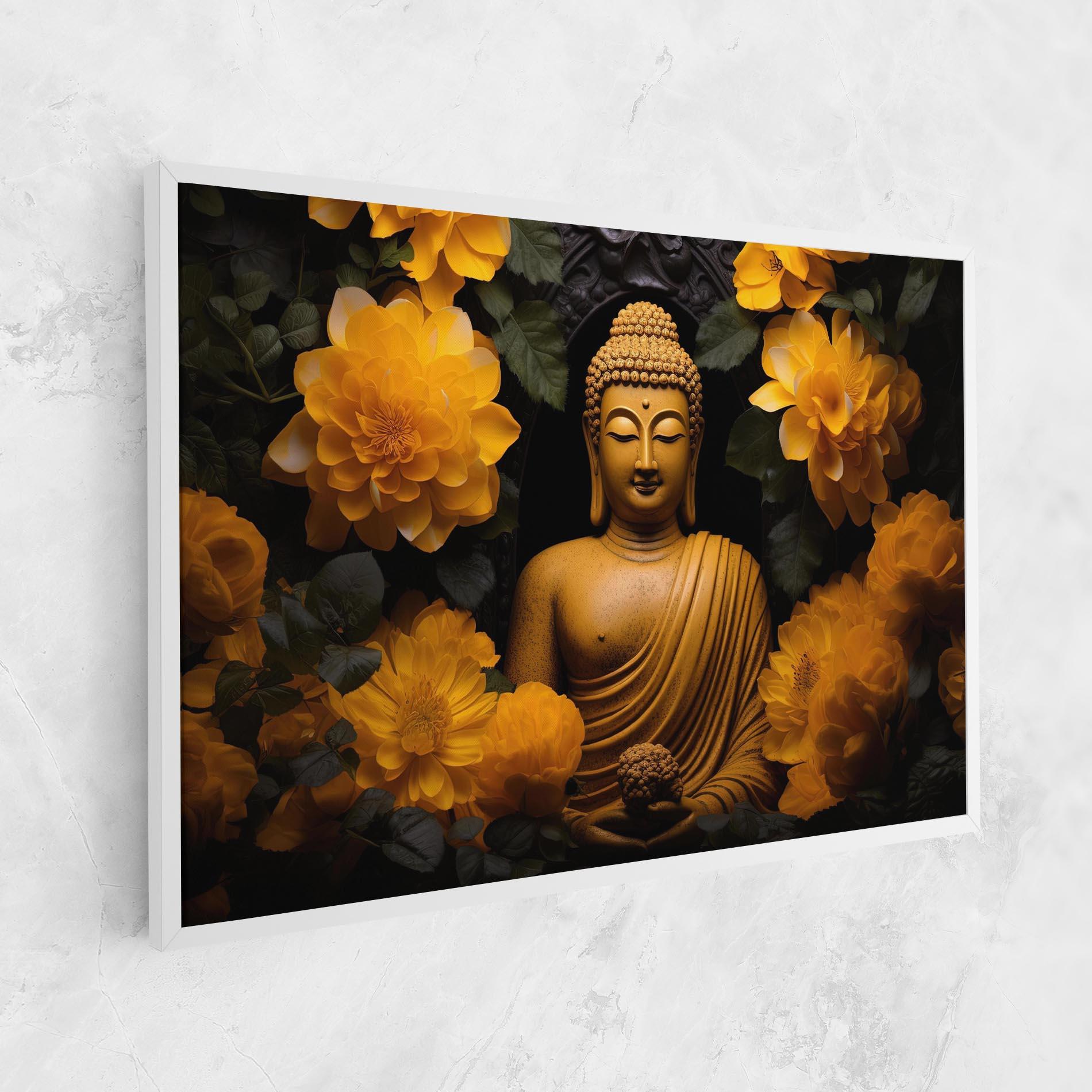 Tablou Canvas Vecteezy_buddha Statue Surrounded By Yellow Flowers Ai Generated_27745002_860 mockup 1