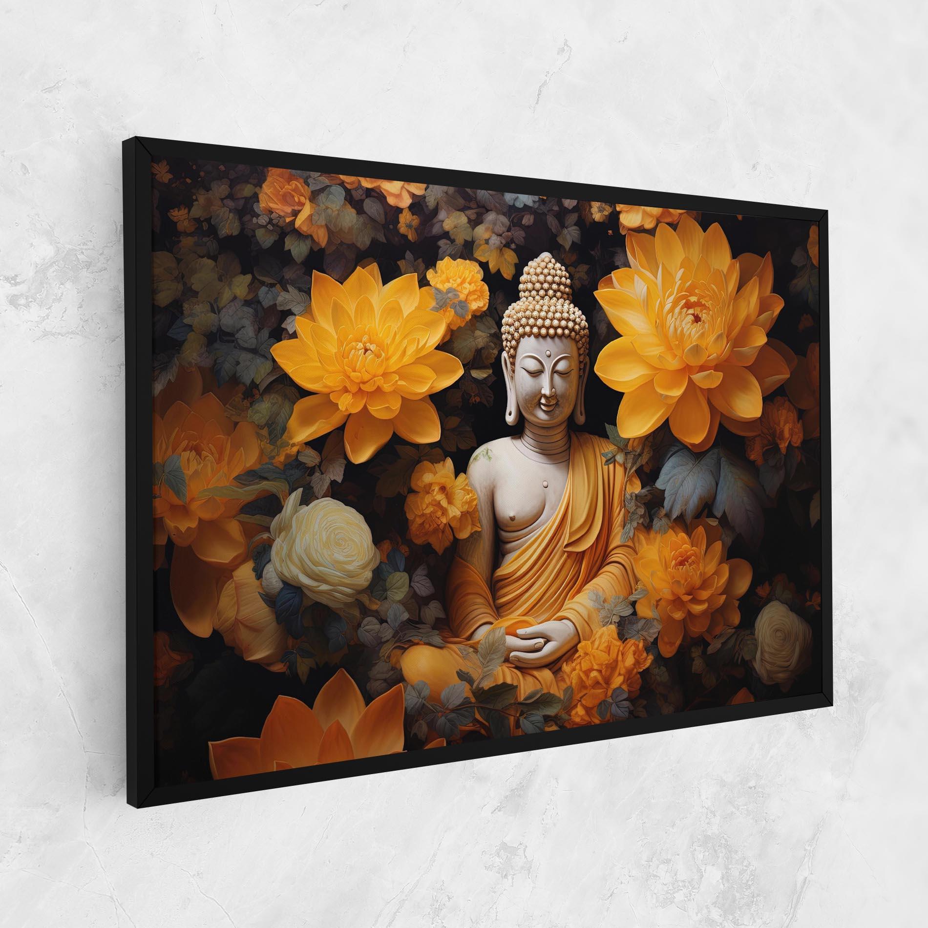 Tablou Canvas Buddha Big Flowers mockup 1