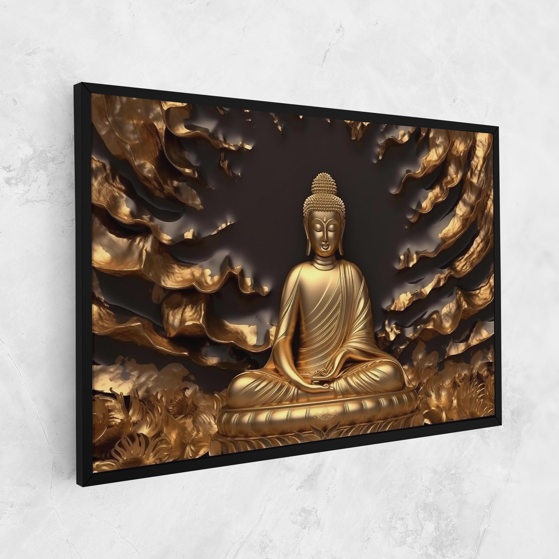 Tablou Canvas Gold 3d Buddha mockup 1