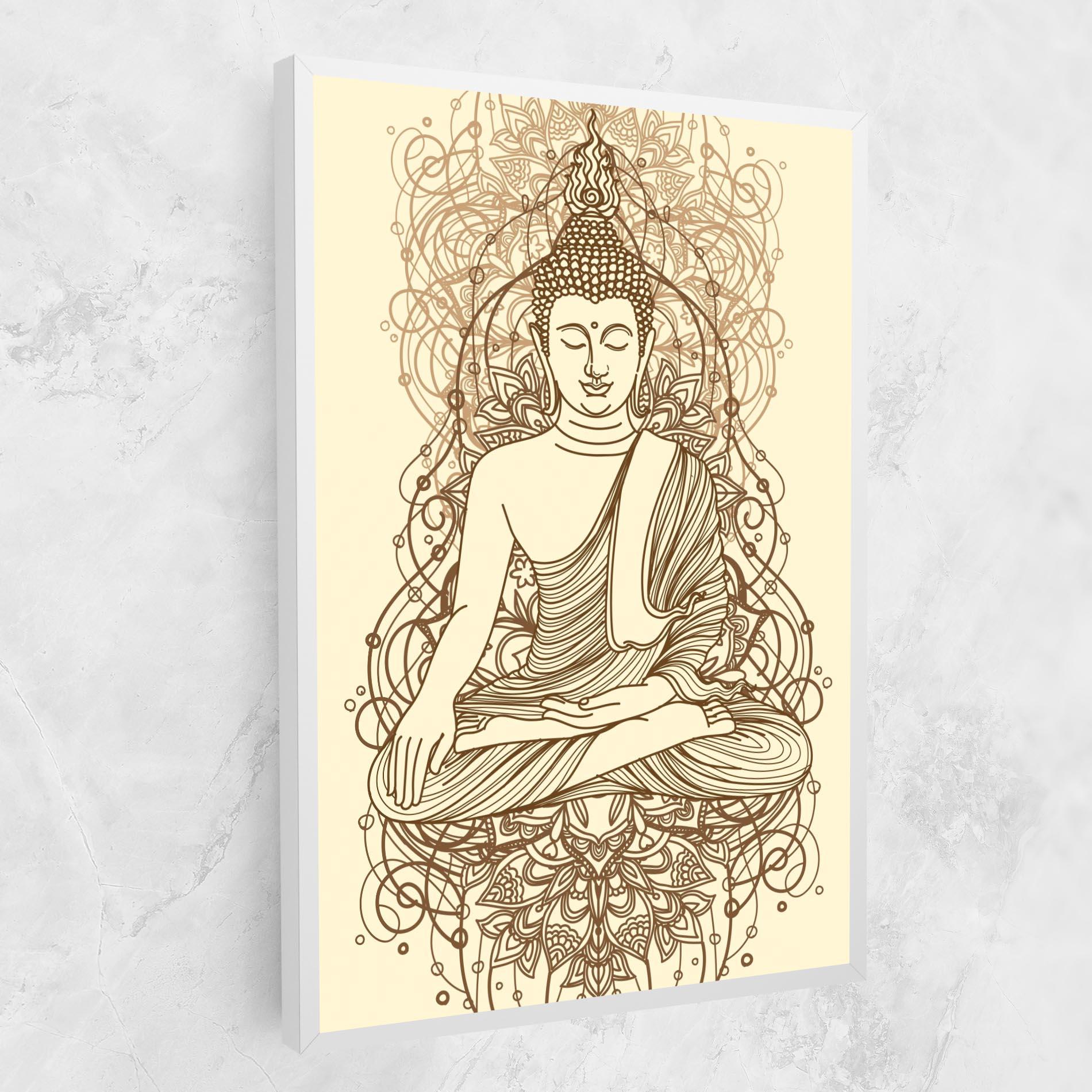 Tablou Canvas Brown Line Buddha mockup 1