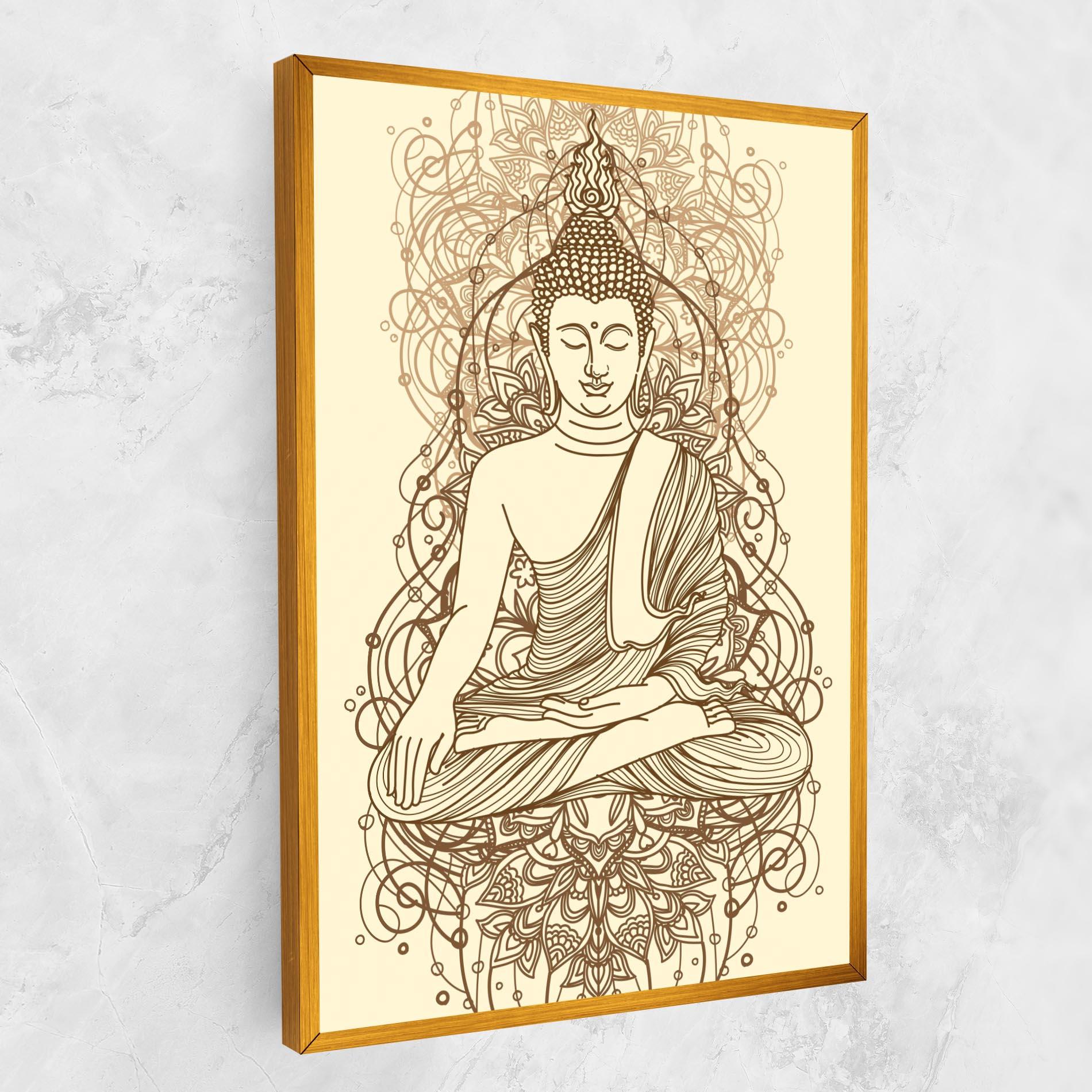 Tablou Canvas Brown Line Buddha mockup 1