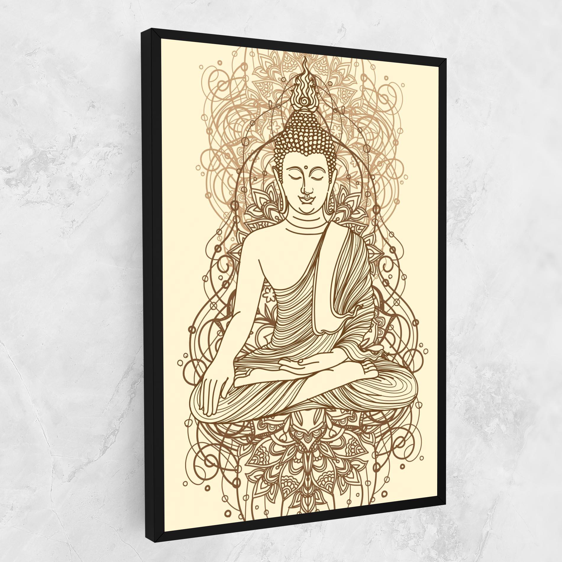 Tablou Canvas Brown Line Buddha mockup 1