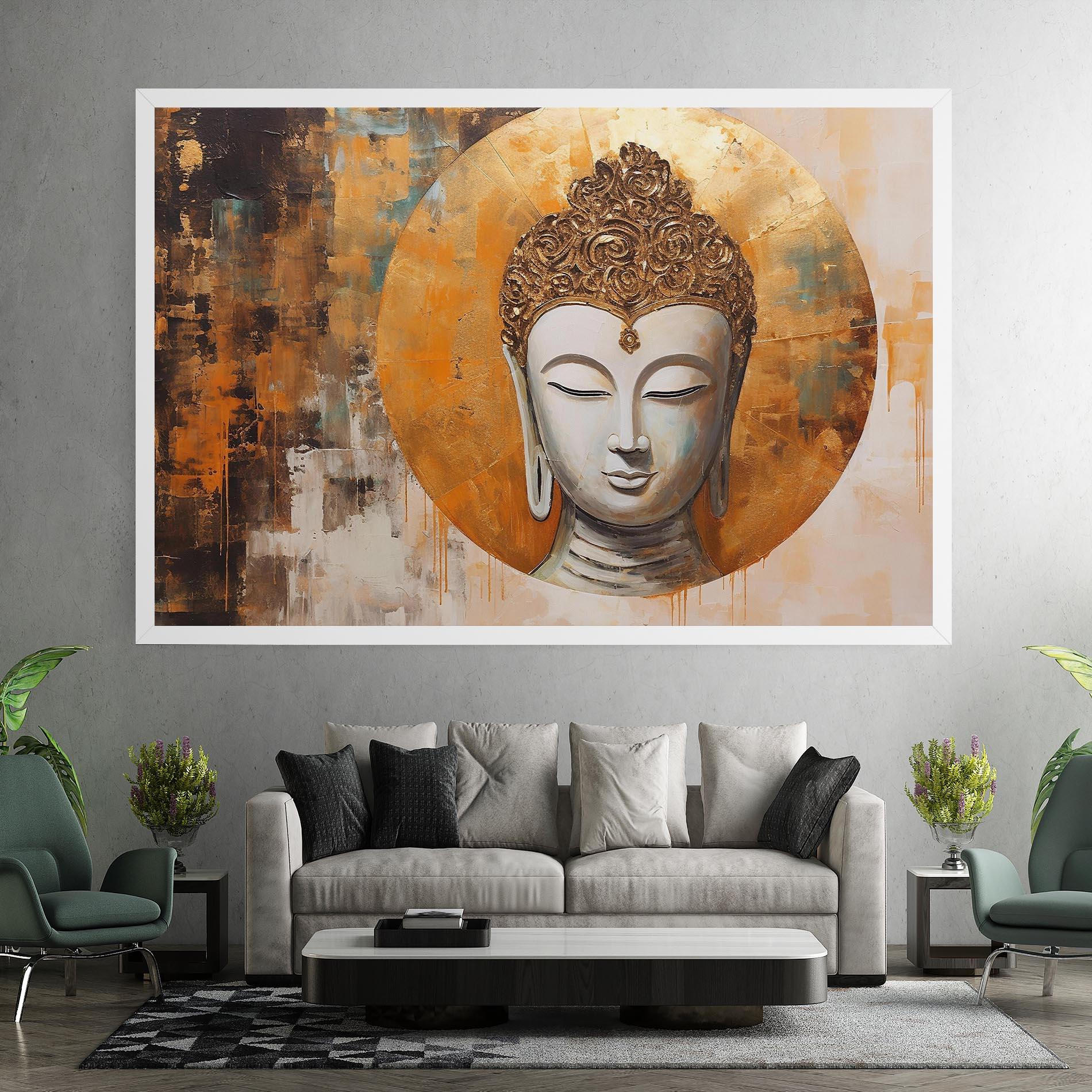 Tablou Canvas Cream Circle Buddha mockup 7