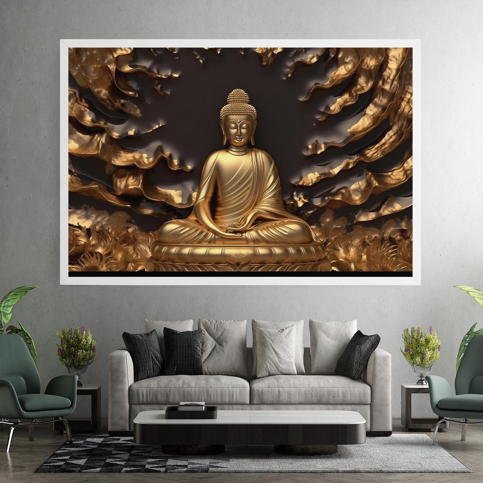 Tablou Canvas Gold 3d Buddha mockup 7