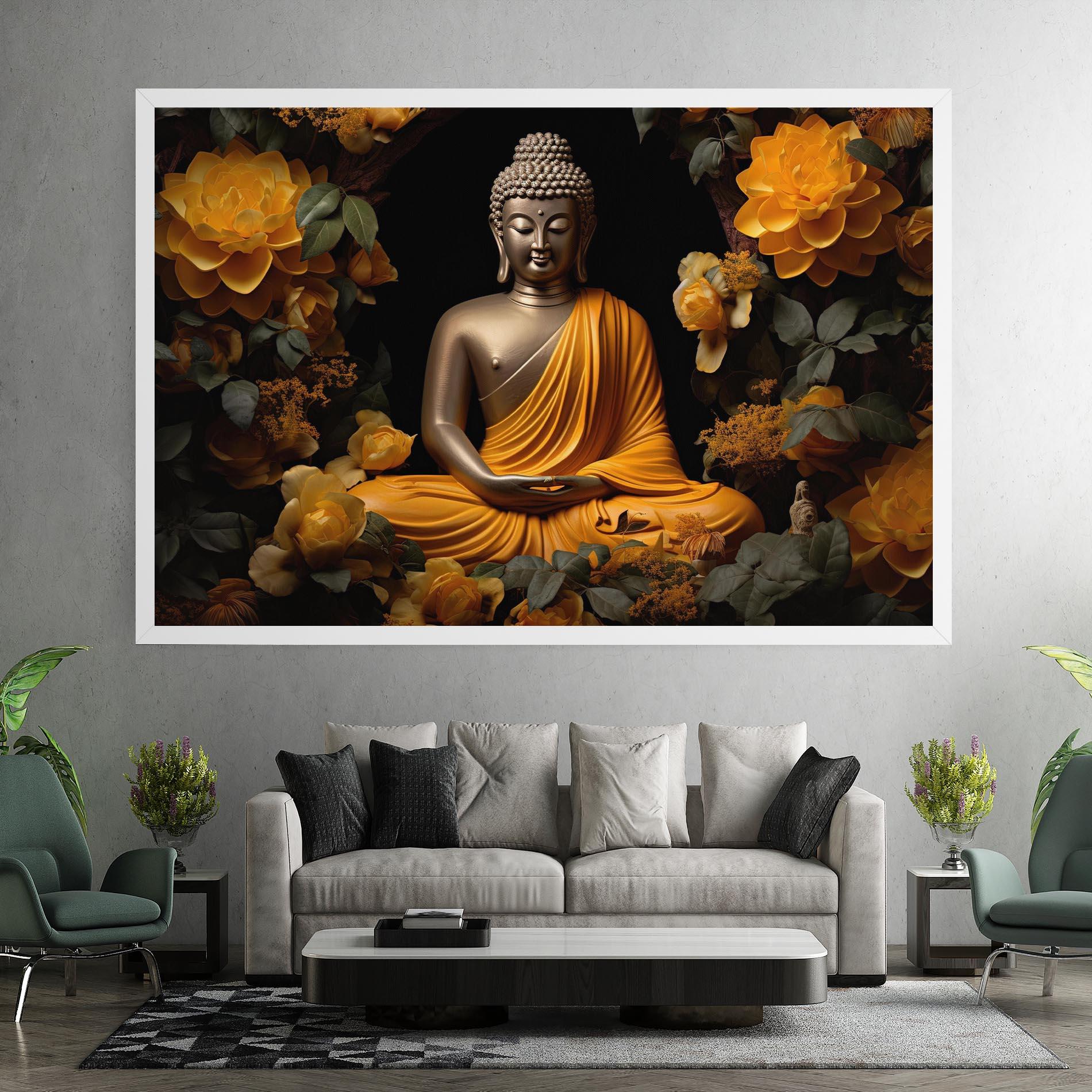 Tablou Canvas Gold Buddha Flower mockup 7