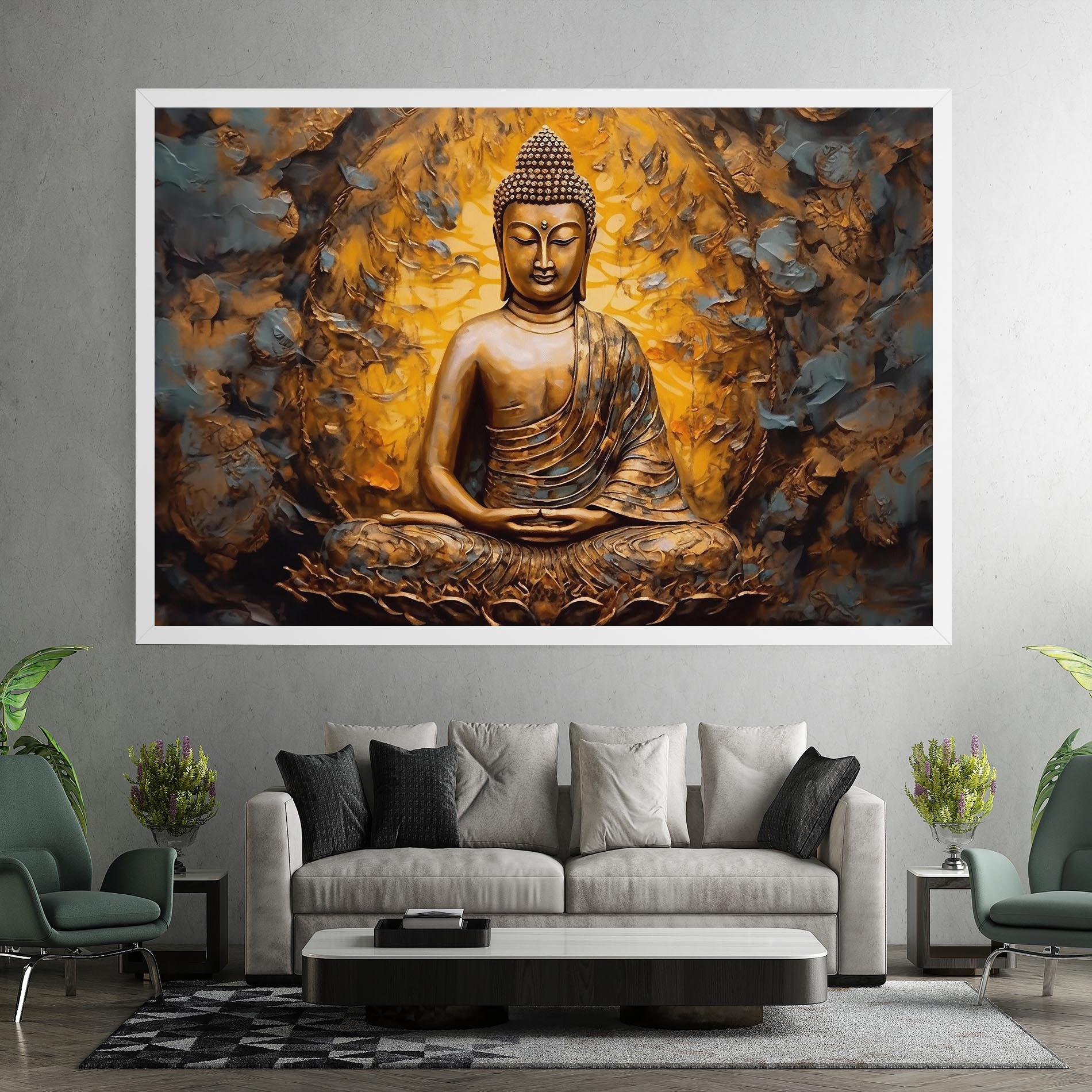 Tablou Canvas Gold Grey Buddha mockup 7