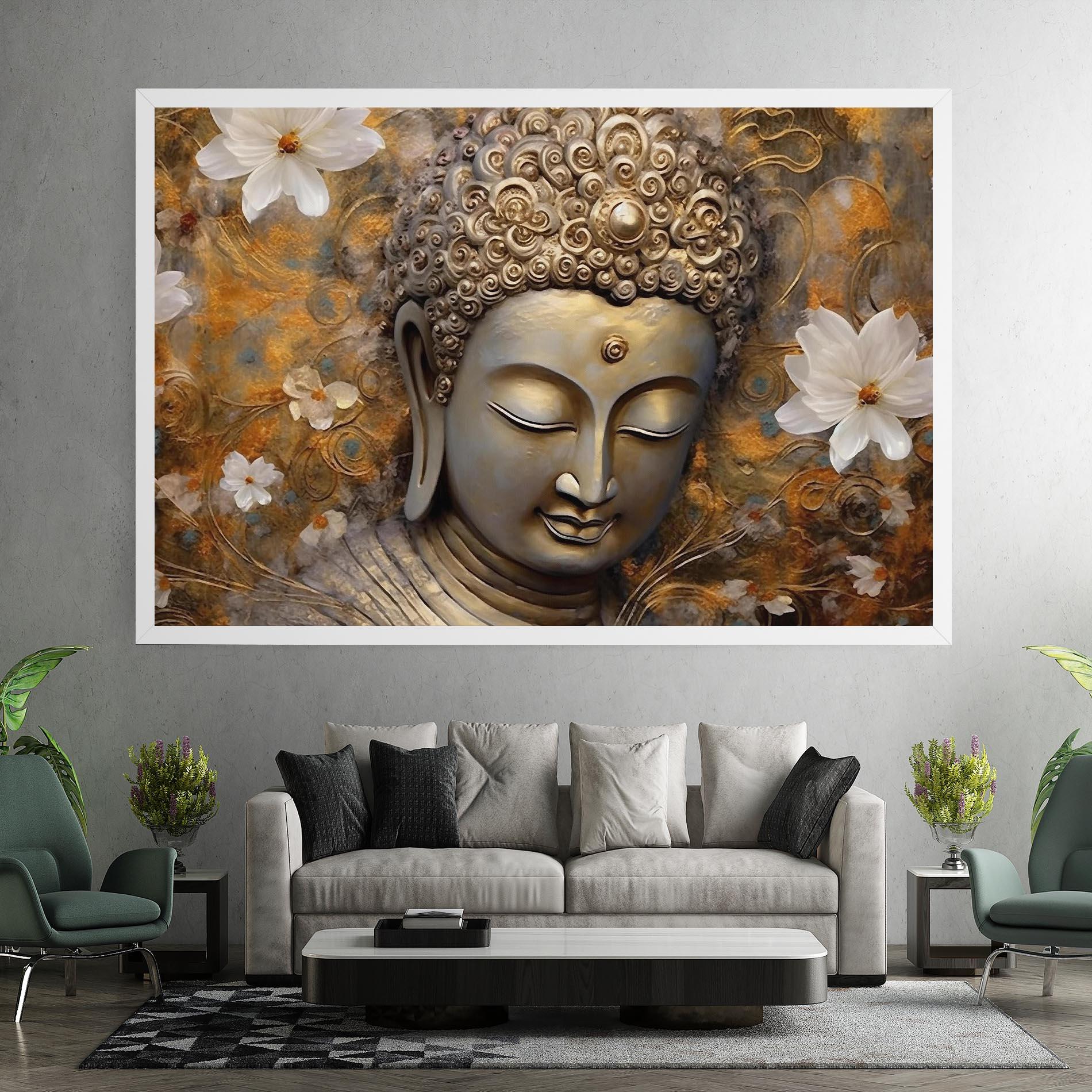 Tablou Canvas White Flower Buddha Art mockup 7