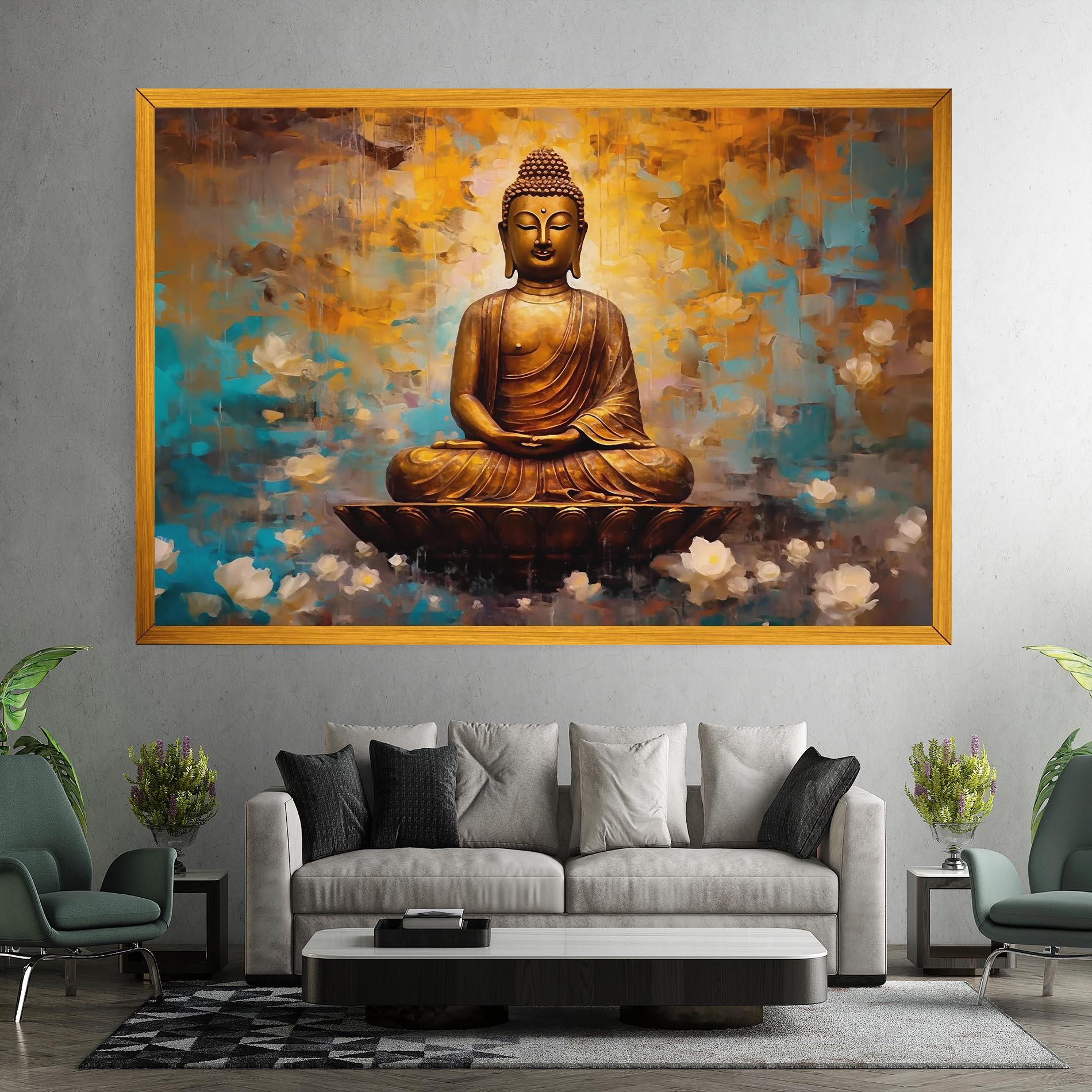Tablou Canvas Blue Gold Buddha mockup 7