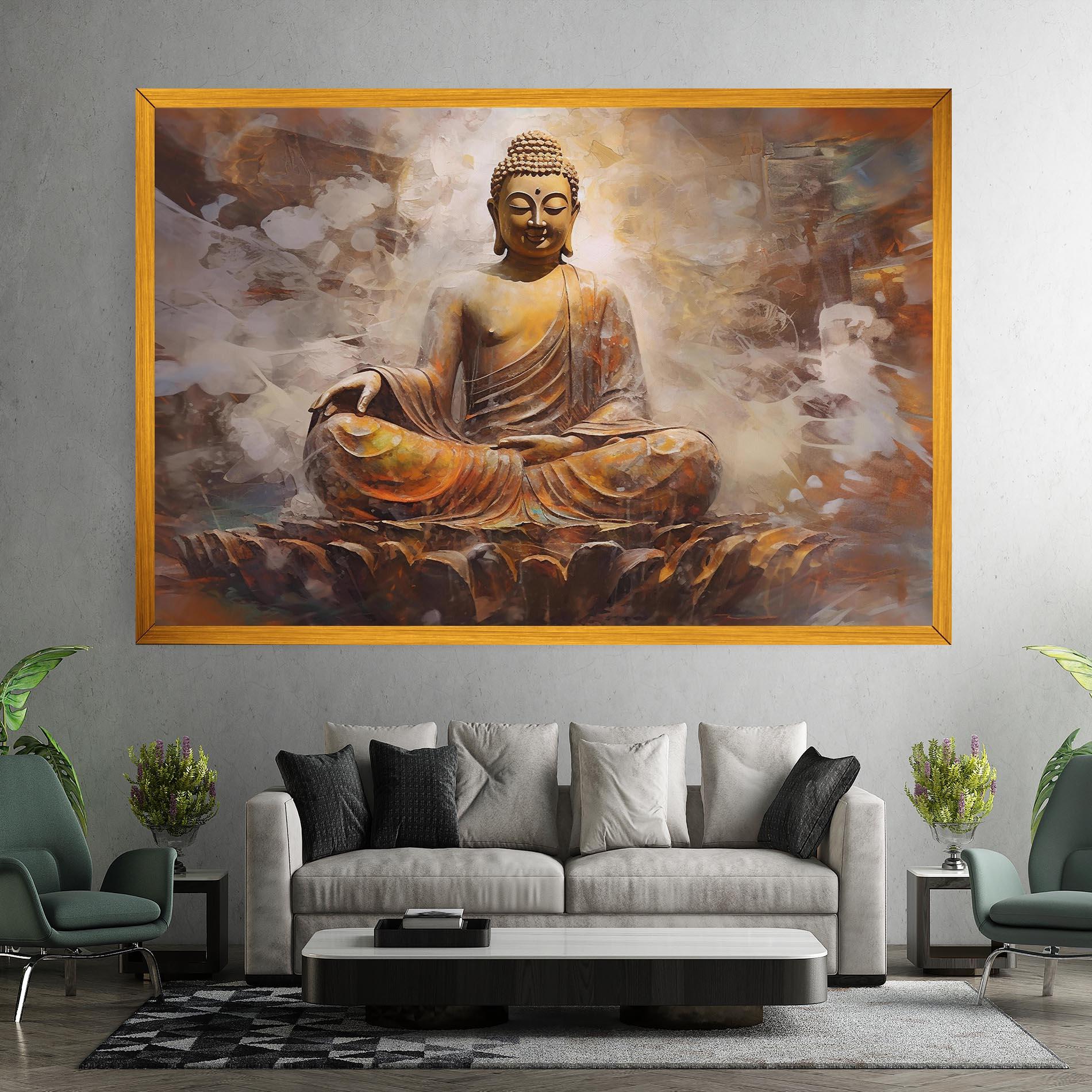 Tablou Canvas Cream Orange Buddha mockup 7