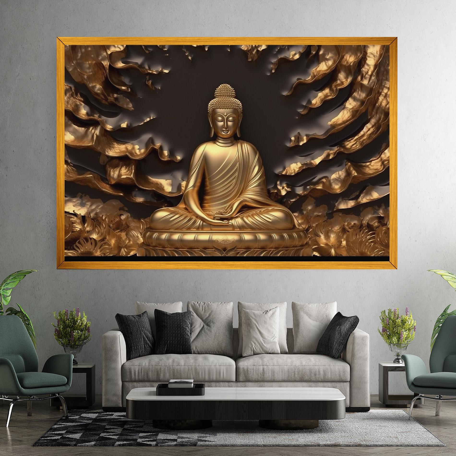 Tablou Canvas Gold 3d Buddha mockup 7