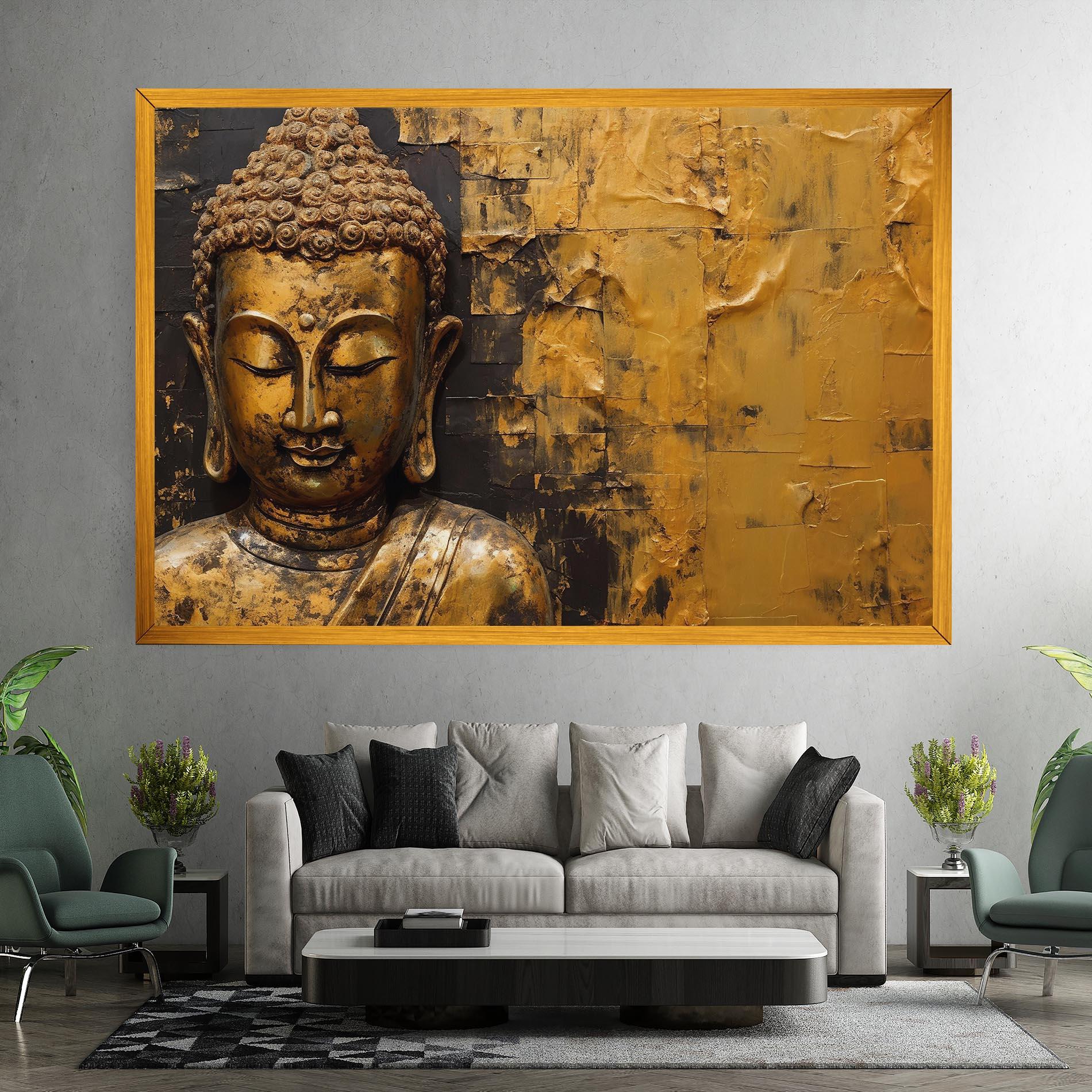 Tablou Canvas Gold Paint Buddha mockup 7