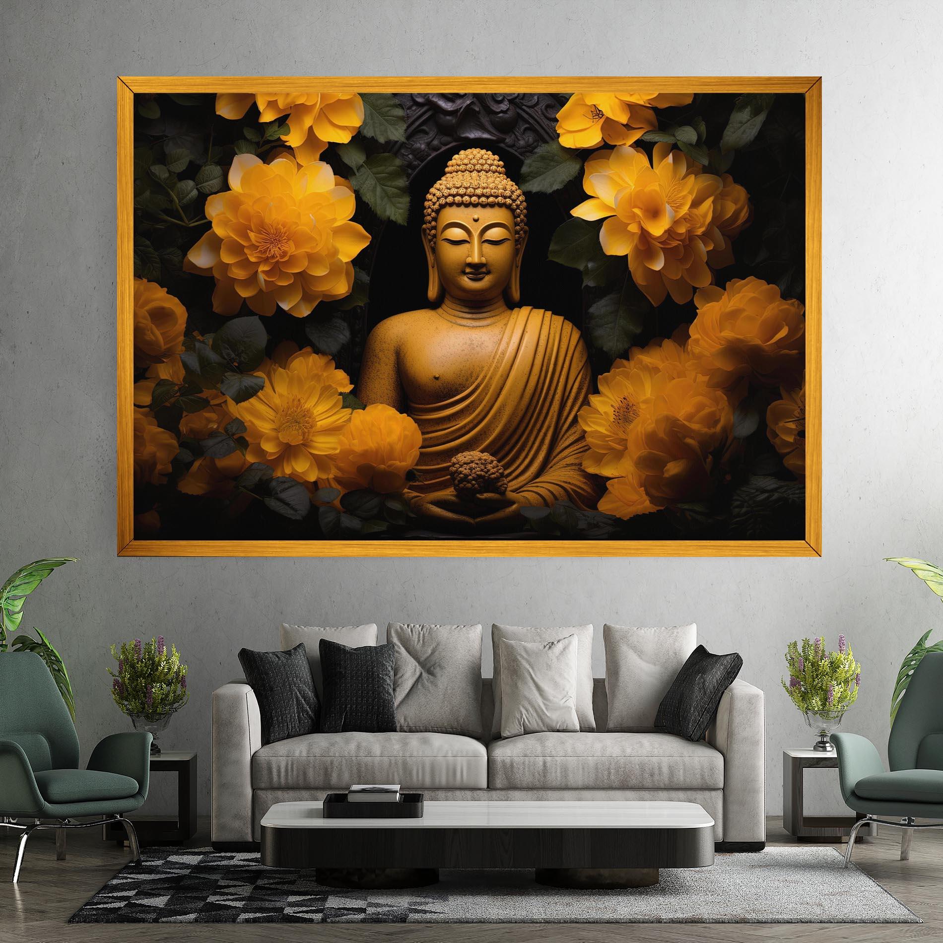 Tablou Canvas Vecteezy_buddha Statue Surrounded By Yellow Flowers Ai Generated_27745002_860 mockup 7