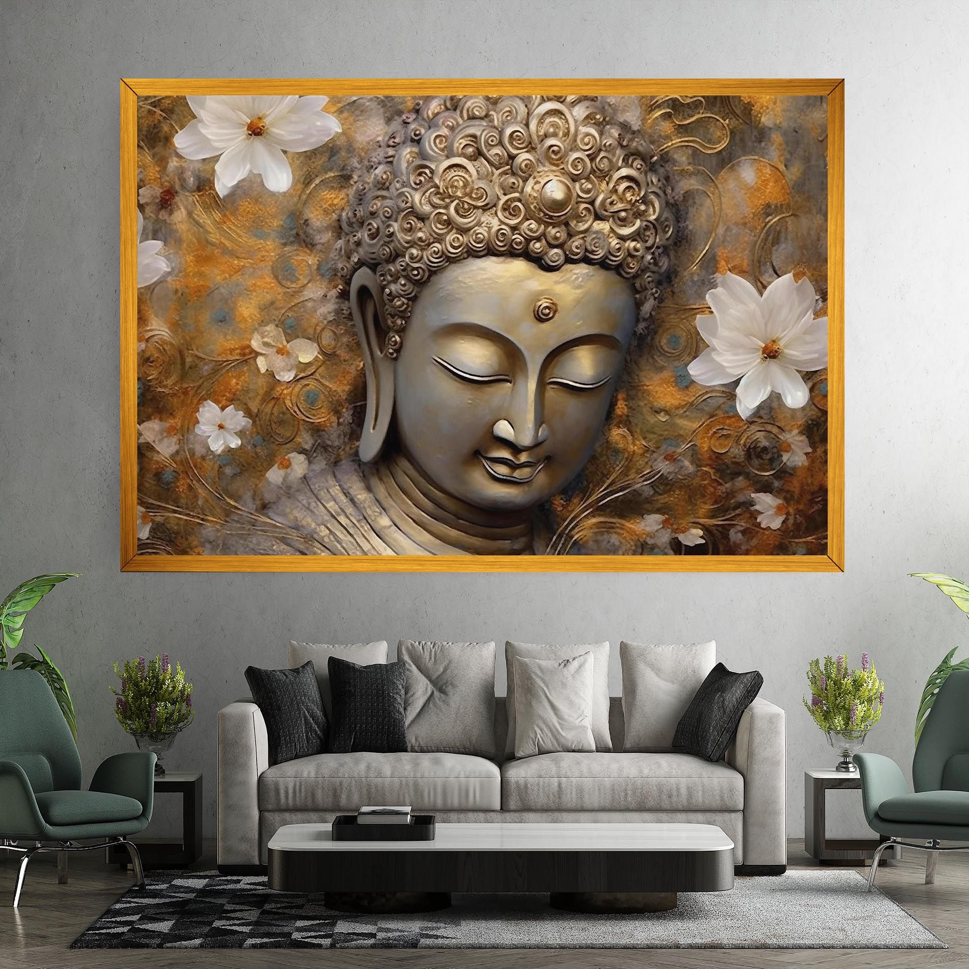 White Flower Buddha Art mockup 7