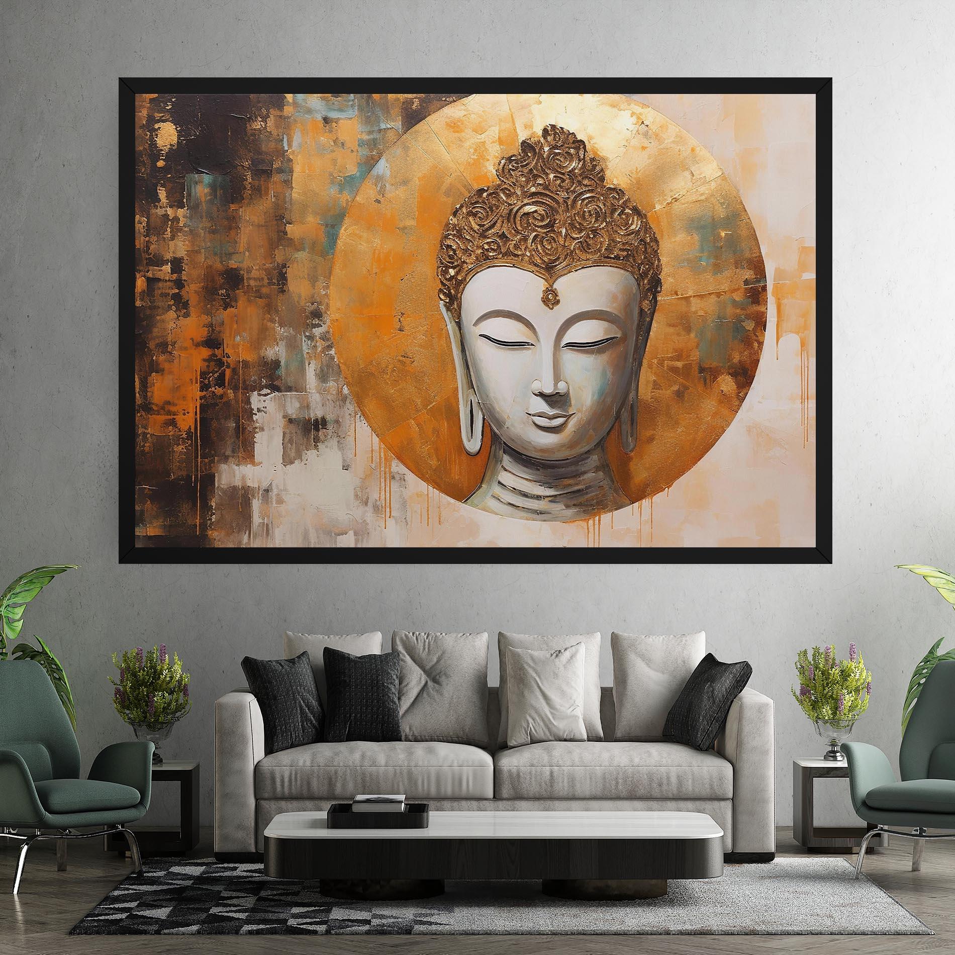 Tablou Canvas Cream Circle Buddha mockup 7