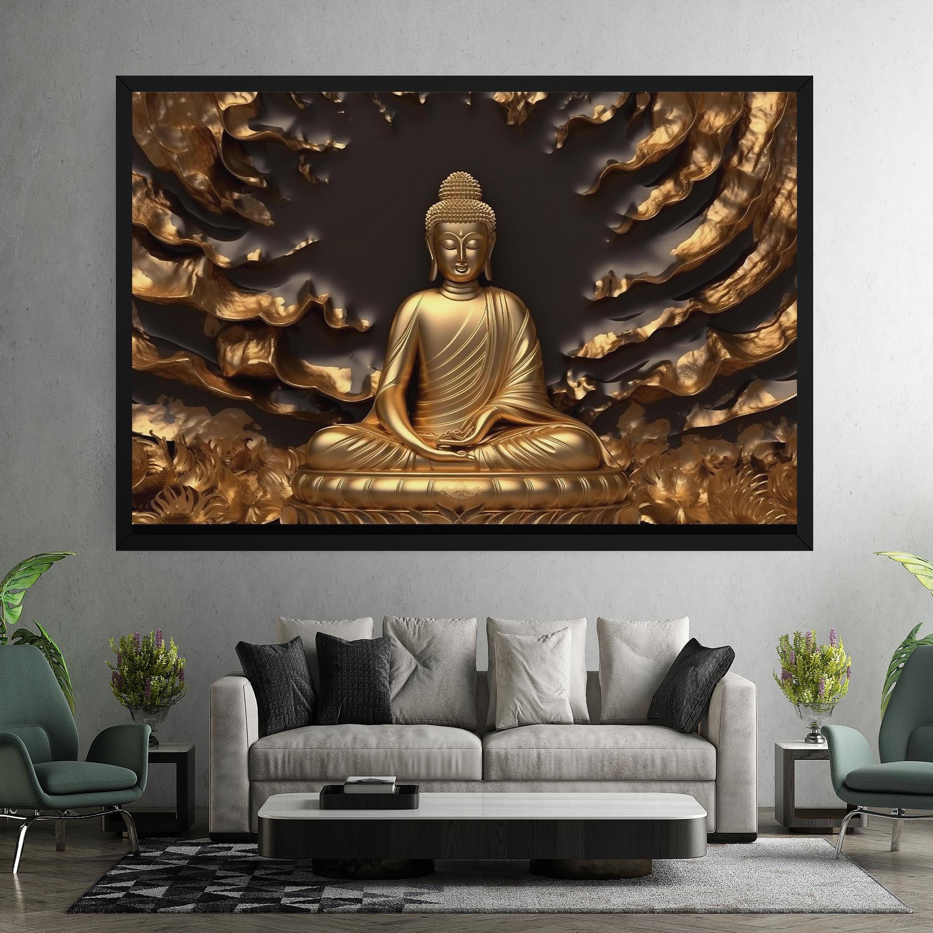 Tablou Canvas Gold 3d Buddha mockup 7