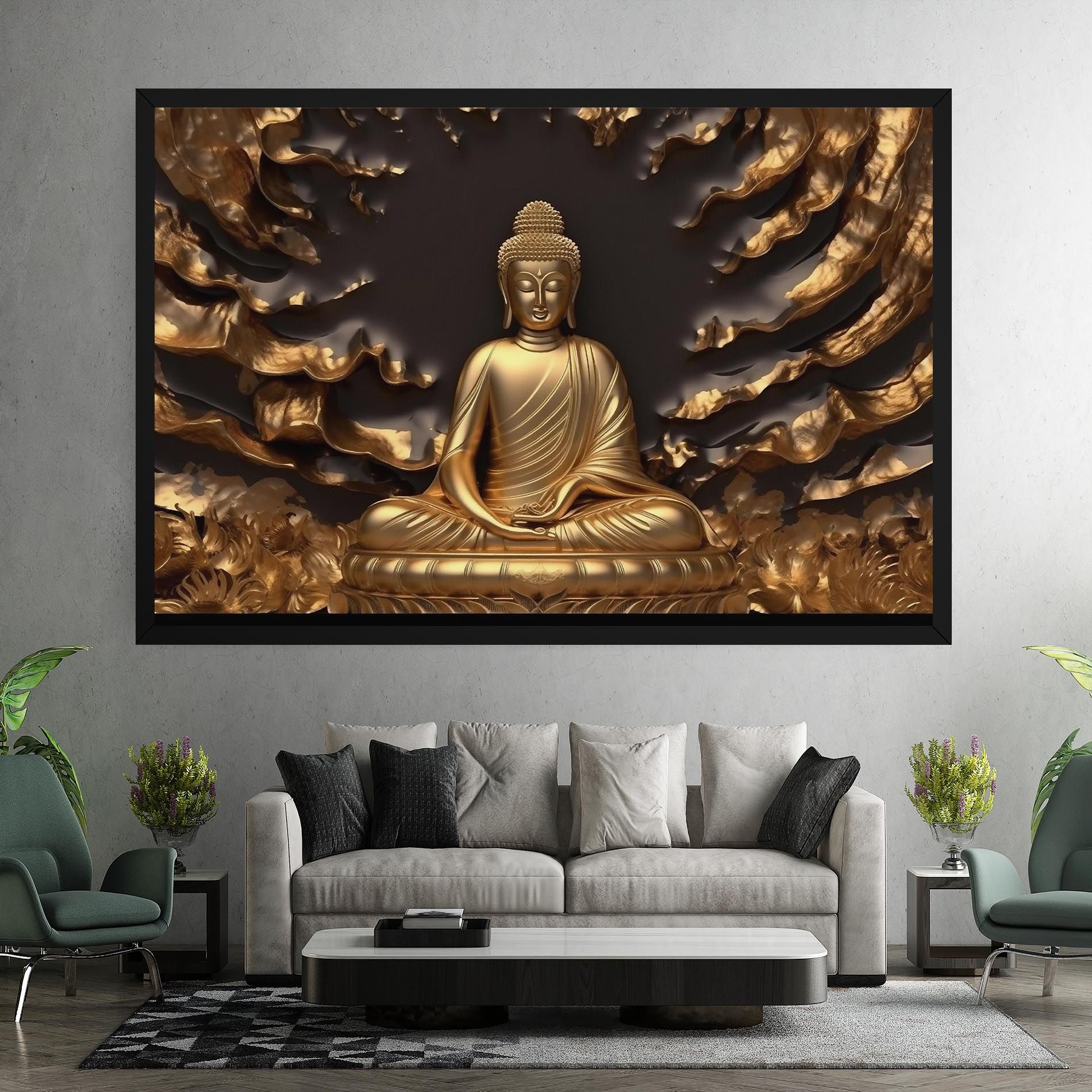 Gold 3d Buddha mockup 7