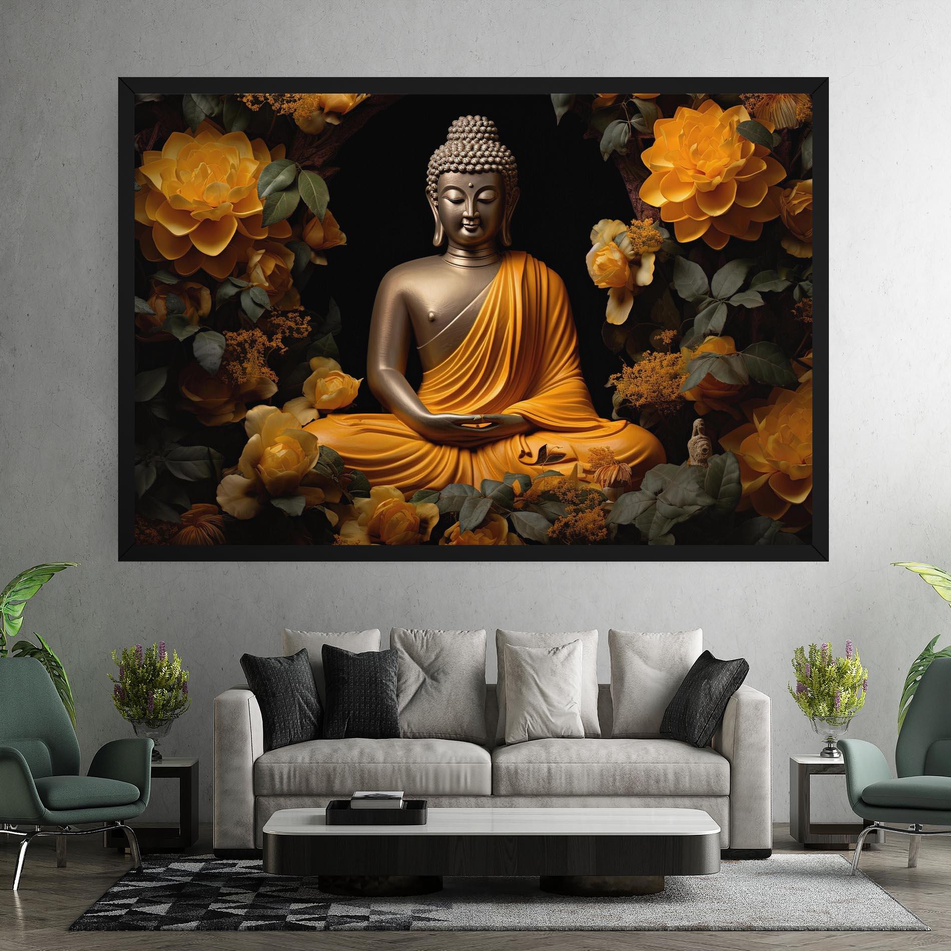 Tablou Canvas Gold Buddha Flower mockup 7