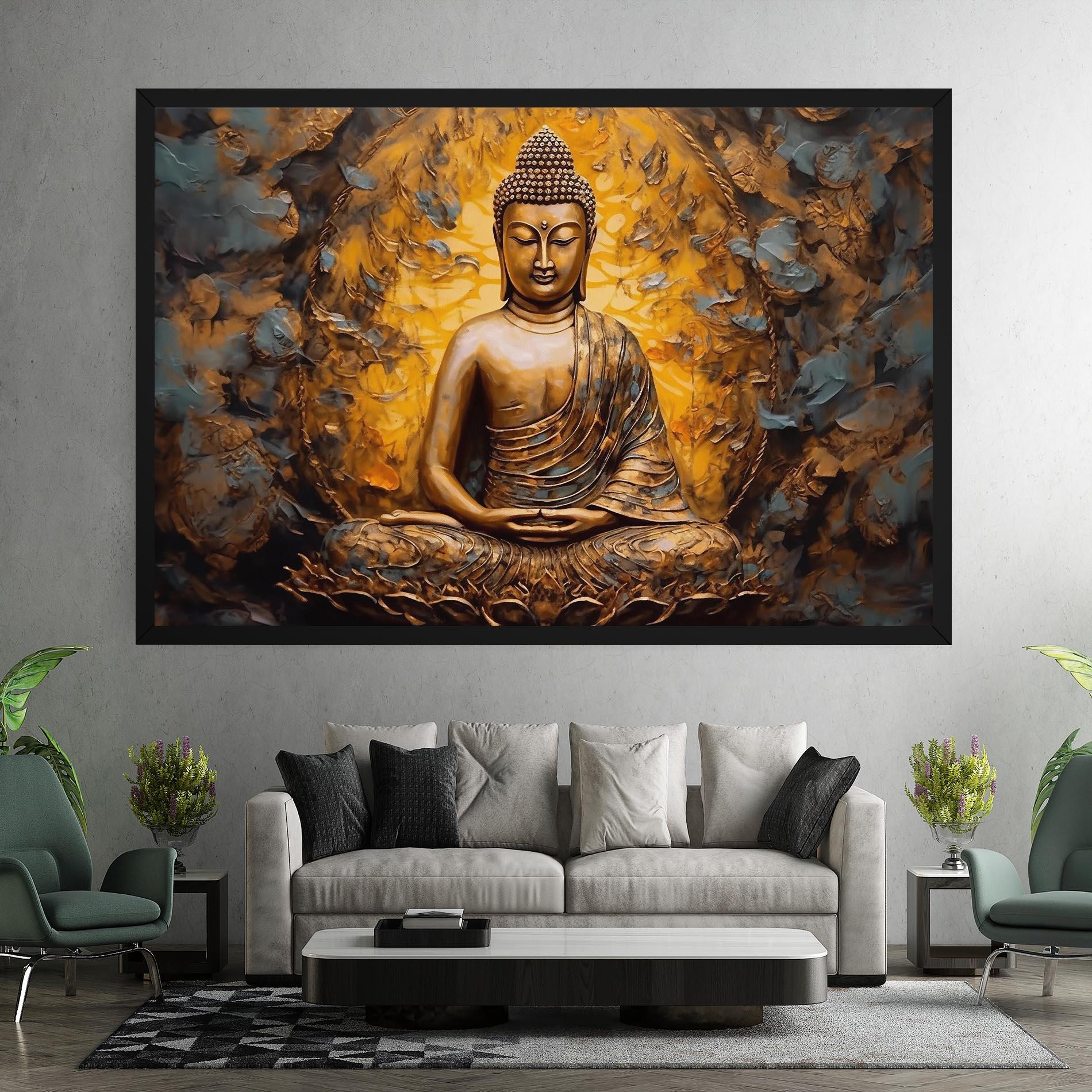 Tablou Canvas Gold Grey Buddha mockup 7